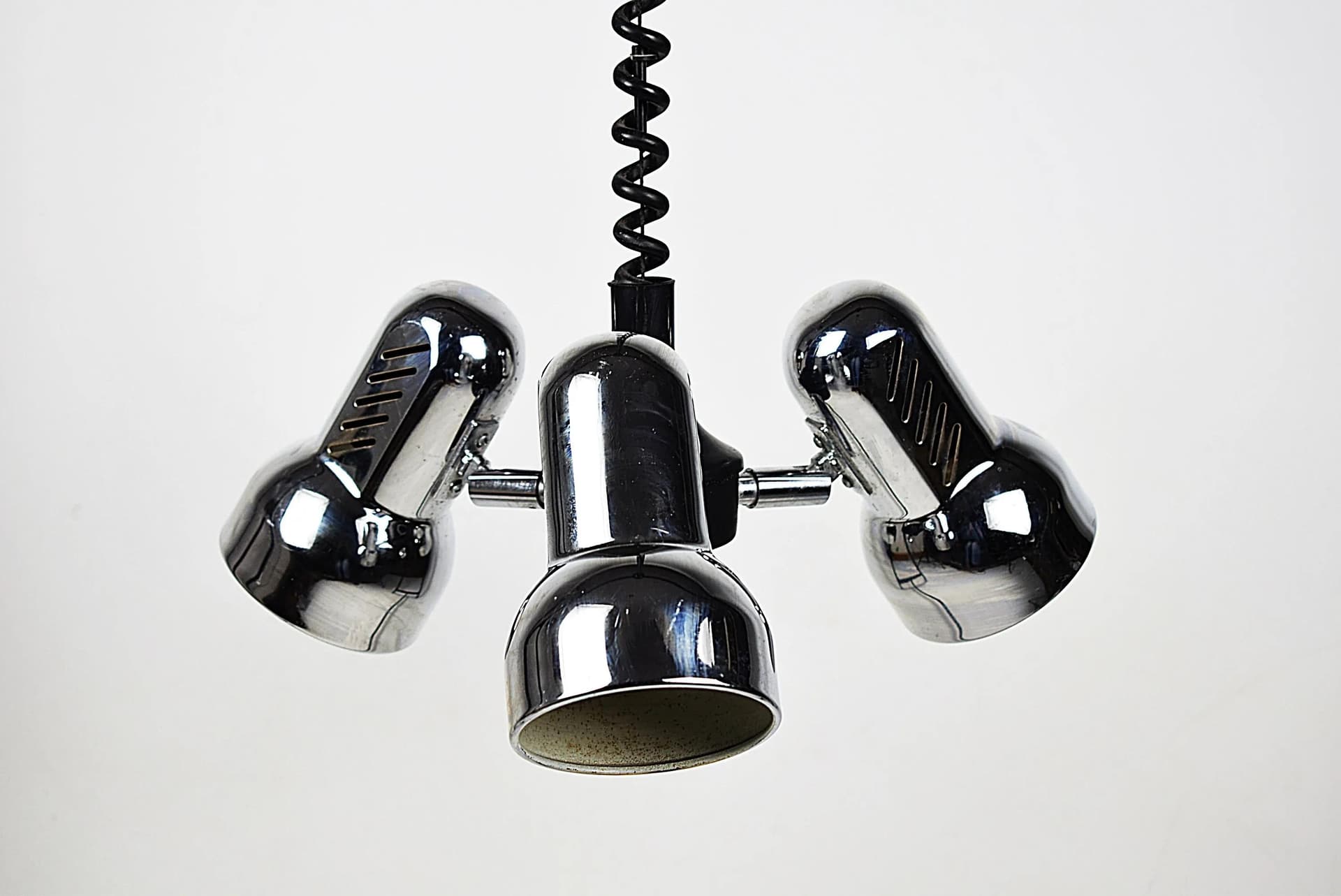 Pendant lamp, silver chrome, metal, Poland, 1980s. - 86516