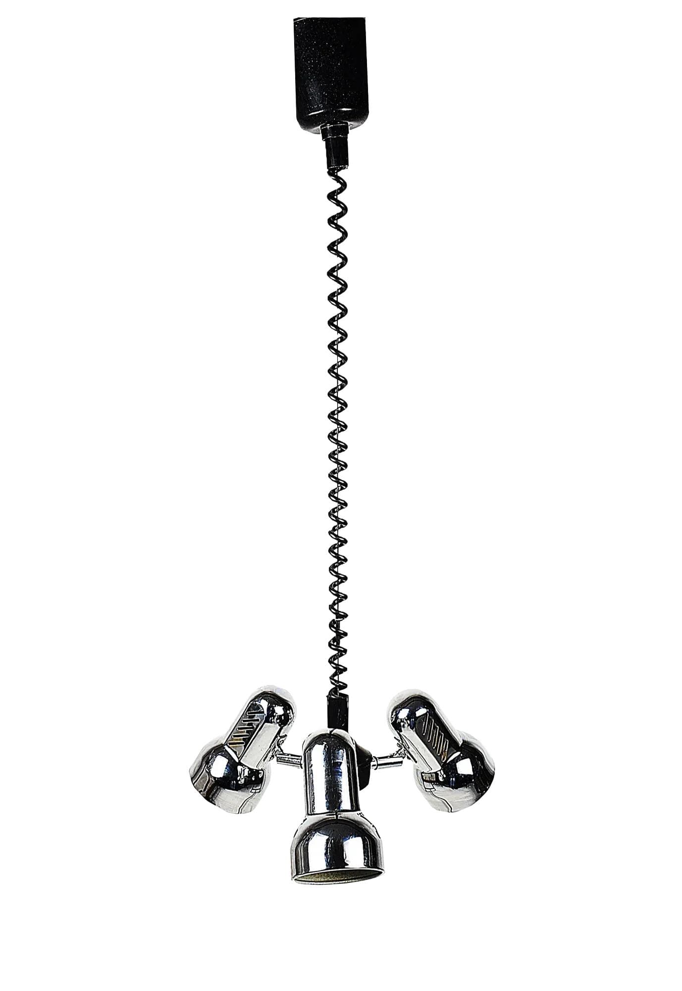 Pendant lamp, silver chrome, metal, Poland, 1980s.