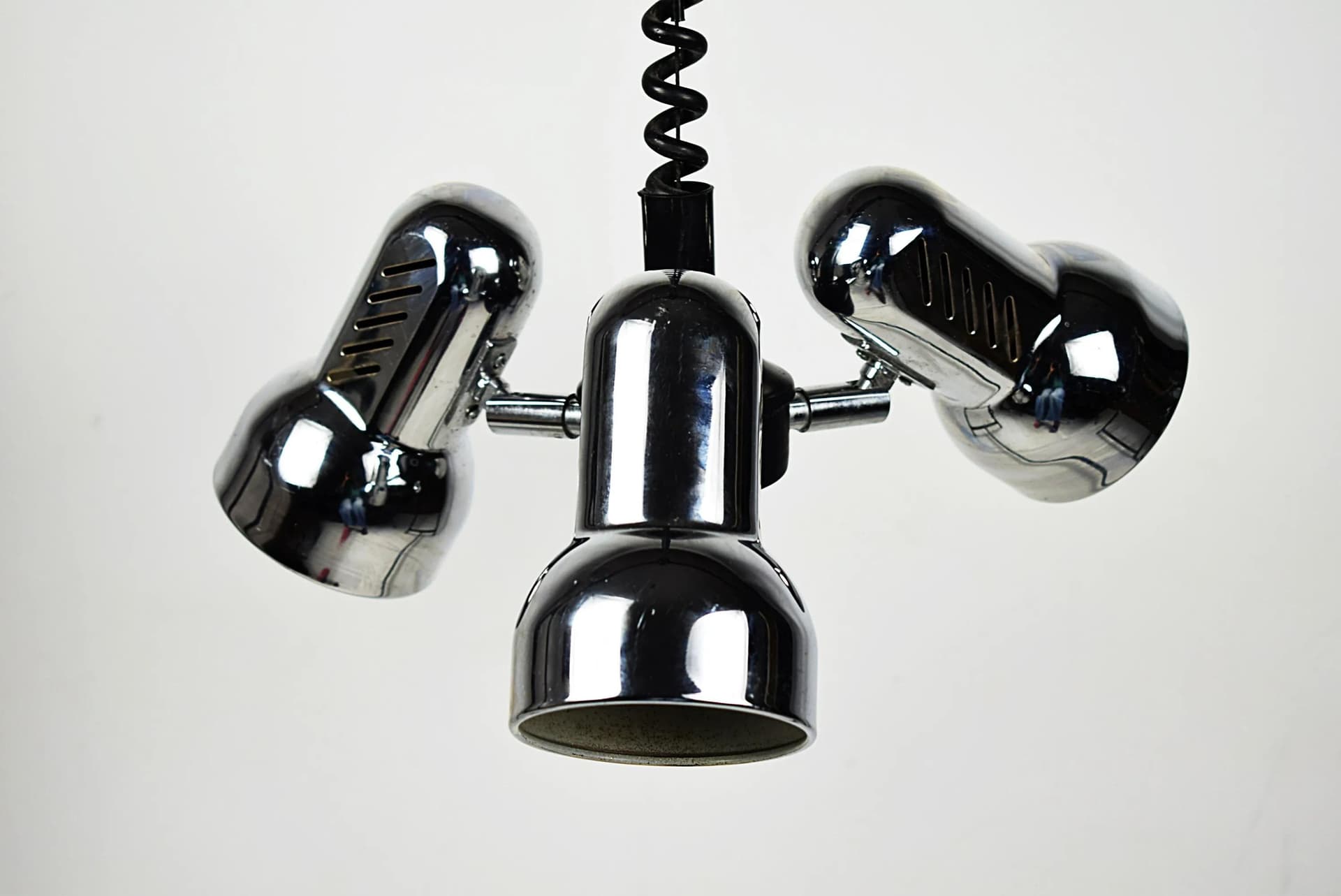 Pendant lamp, silver chrome, metal, Poland, 1980s. - 86517