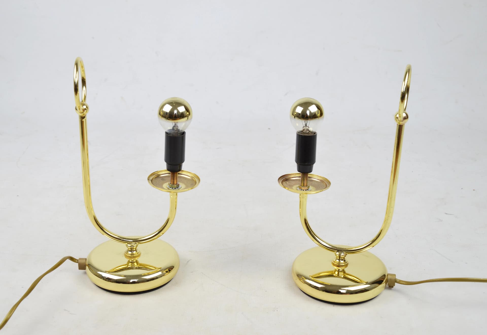 Para lampek stołowych, złoty, metal, Massive, Belgia, lata 80. - 86508