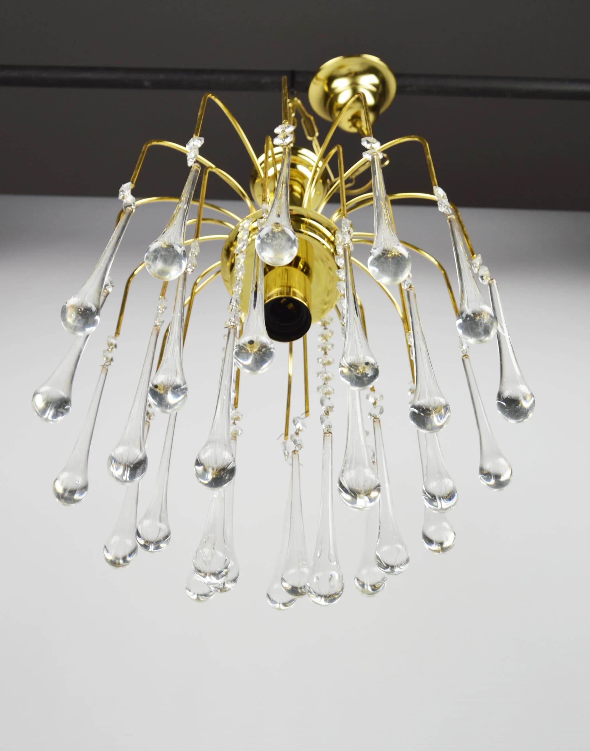 Chandelier, golden, metal glass, by P. Venini, Venini, Italy, 1960s. - 86491