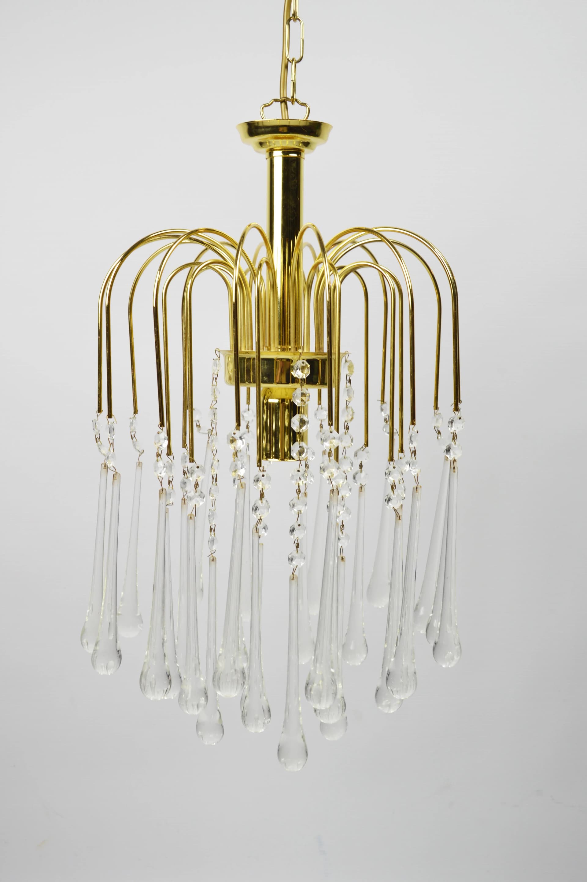 Chandelier, golden, metal glass, by P. Venini, Venini, Italy, 1960s. - 86493