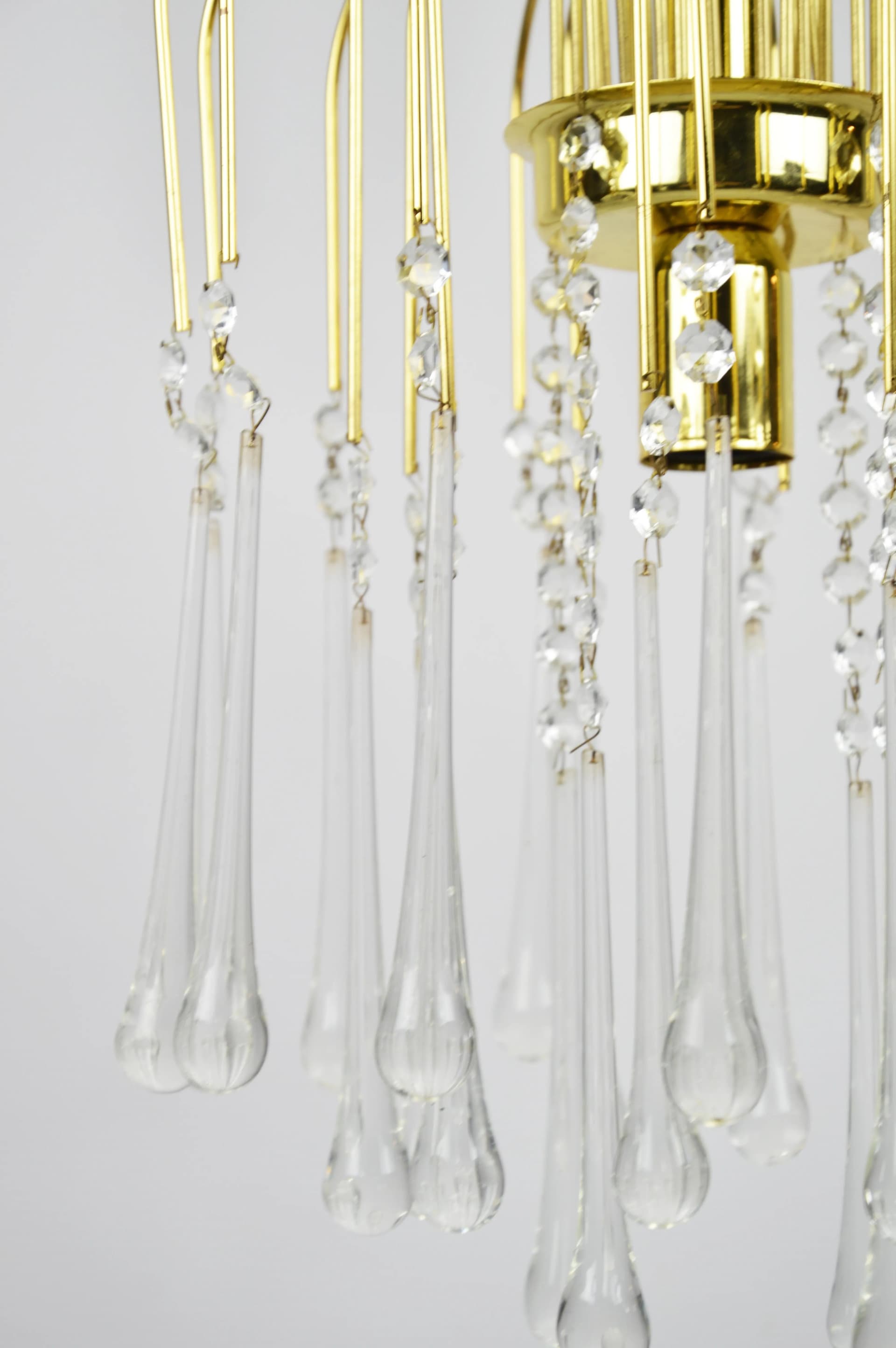 Chandelier, golden, metal glass, by P. Venini, Venini, Italy, 1960s. - 86490