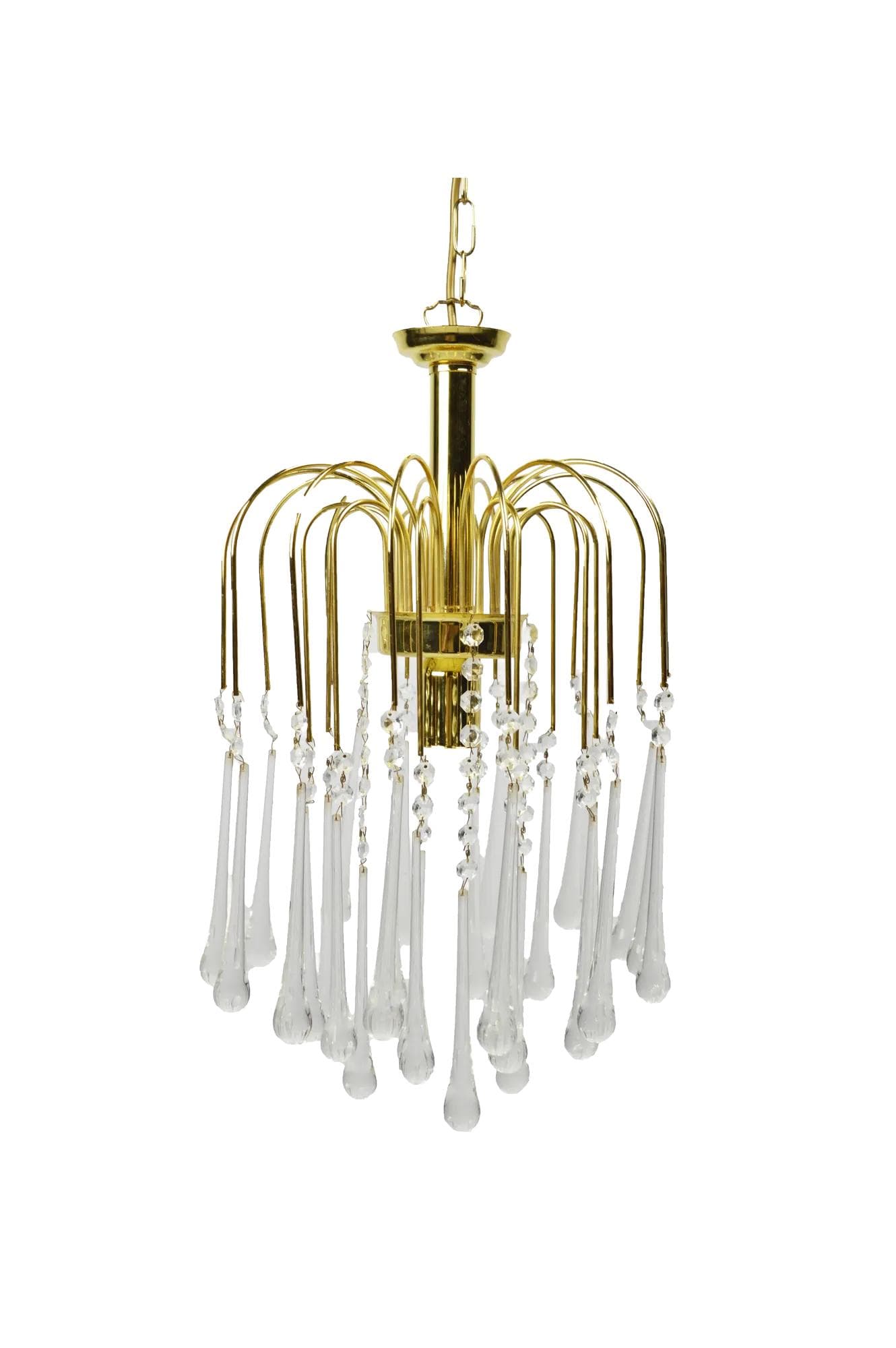 Chandelier, golden, metal glass, by P. Venini, Venini, Italy, 1960s.