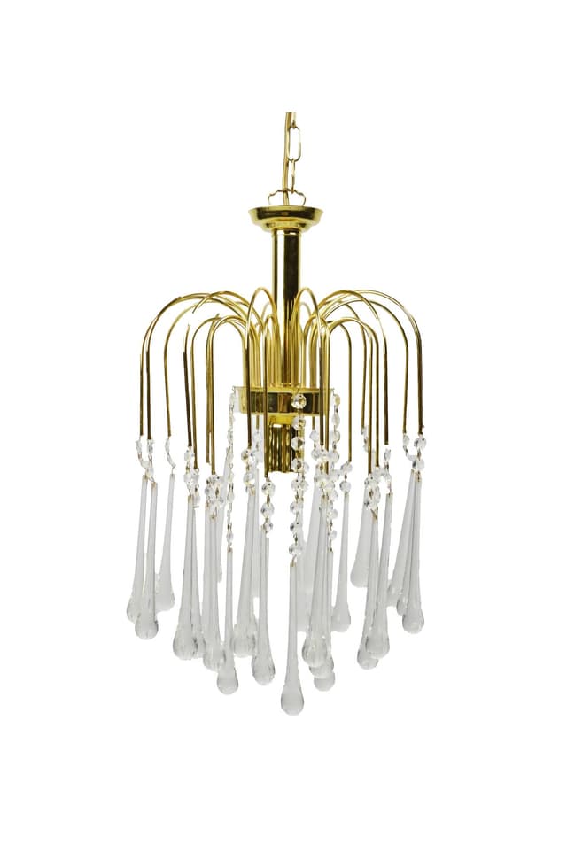 Chandelier, golden, metal glass, by P. Venini, Venini, Italy, 1960s. - DIMENSION