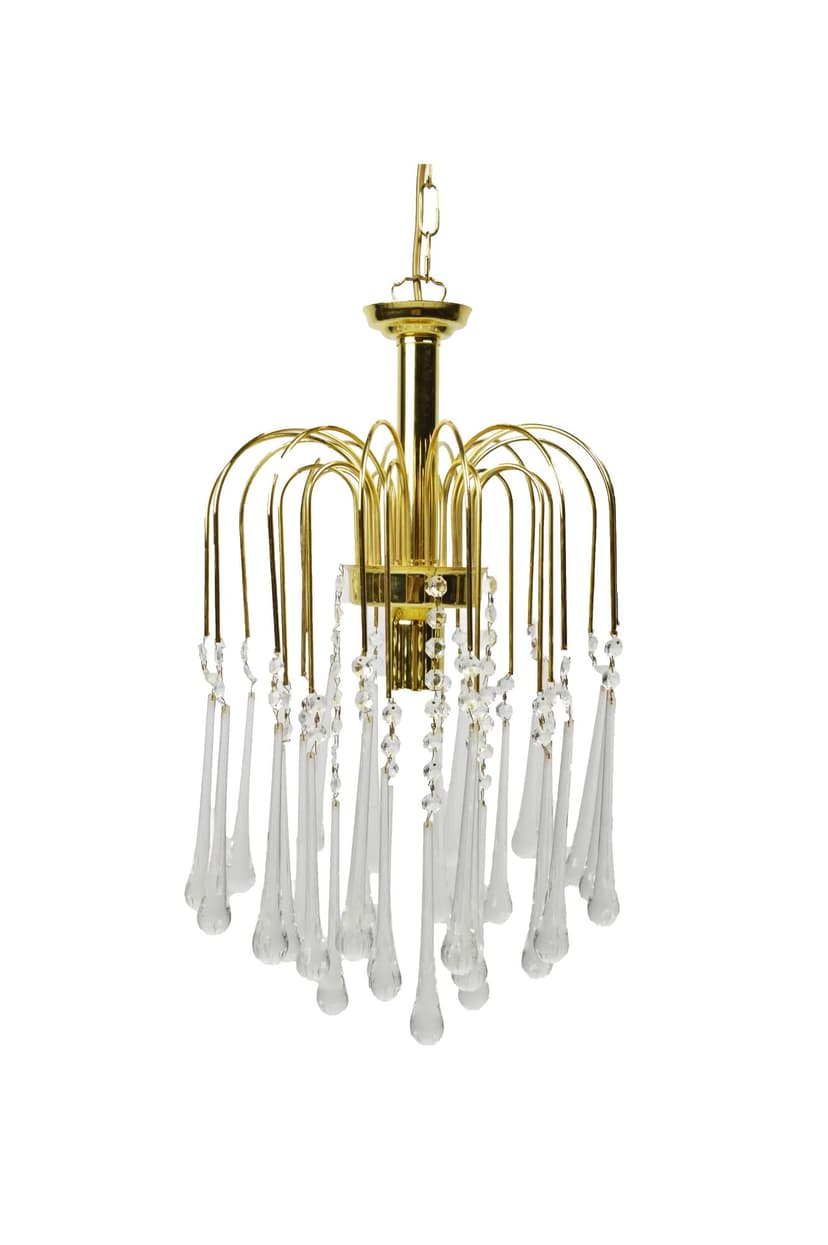 Chandelier, golden, metal glass, by P. Venini, Venini, Italy, 1960s.