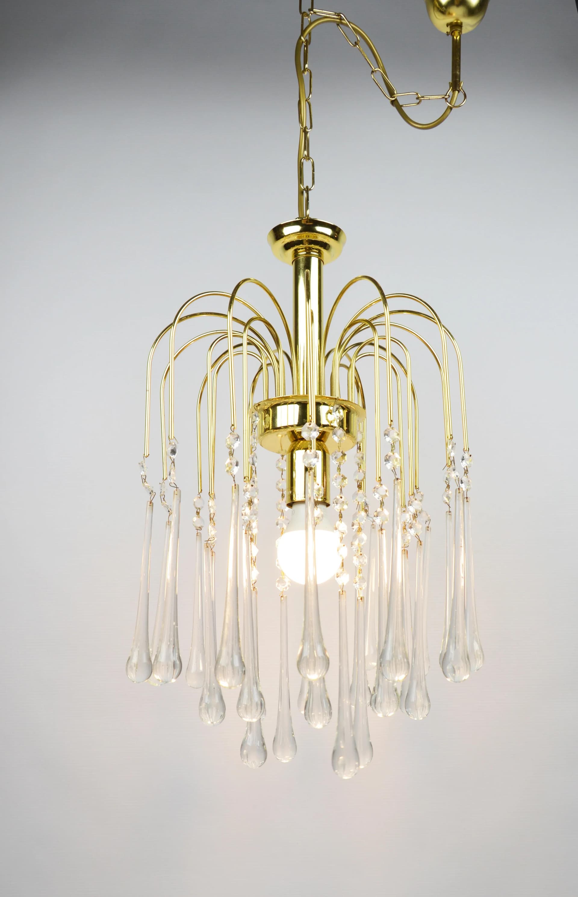 Chandelier, golden, metal glass, by P. Venini, Venini, Italy, 1960s. - 86495