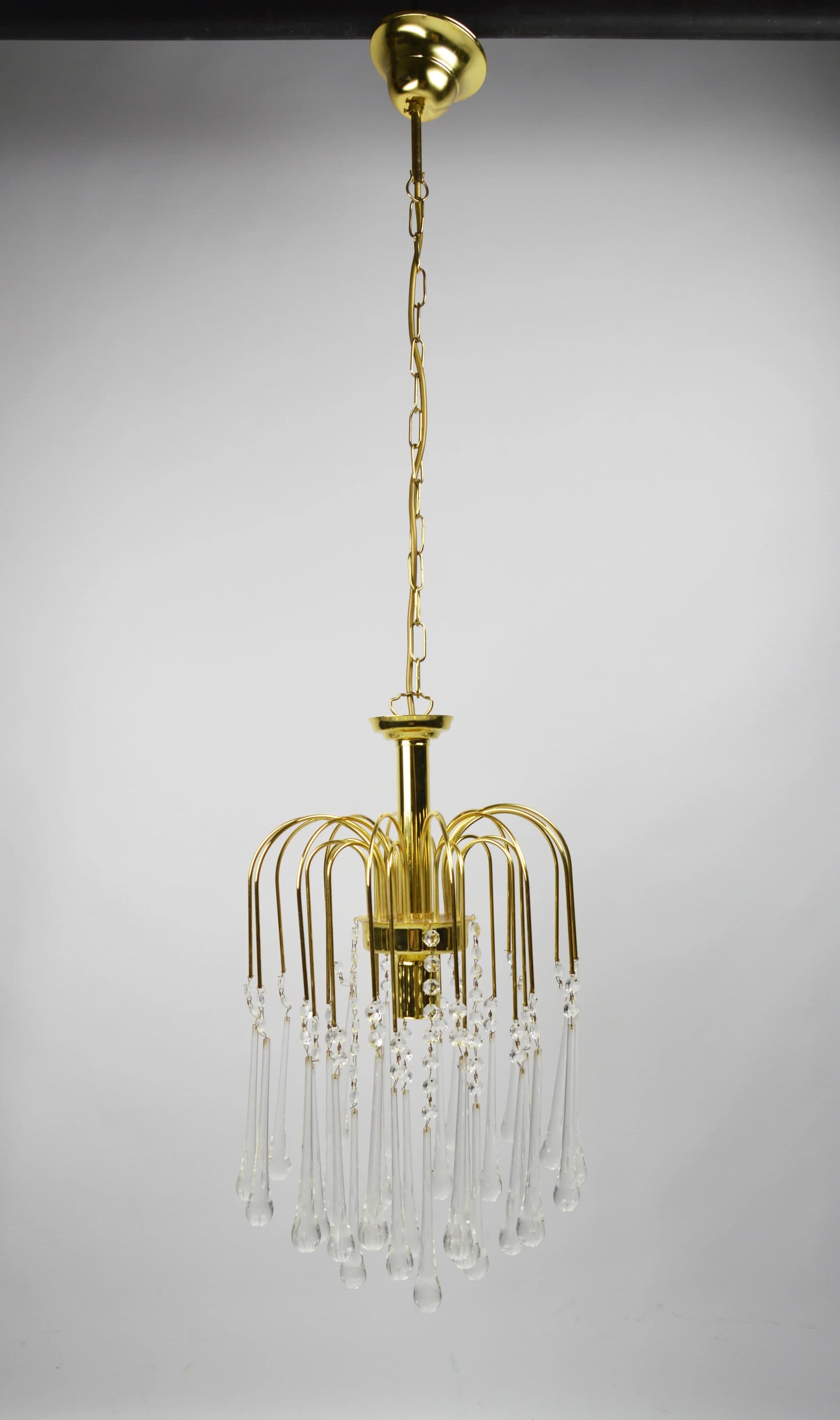 Chandelier, golden, metal glass, by P. Venini, Venini, Italy, 1960s. - 86494