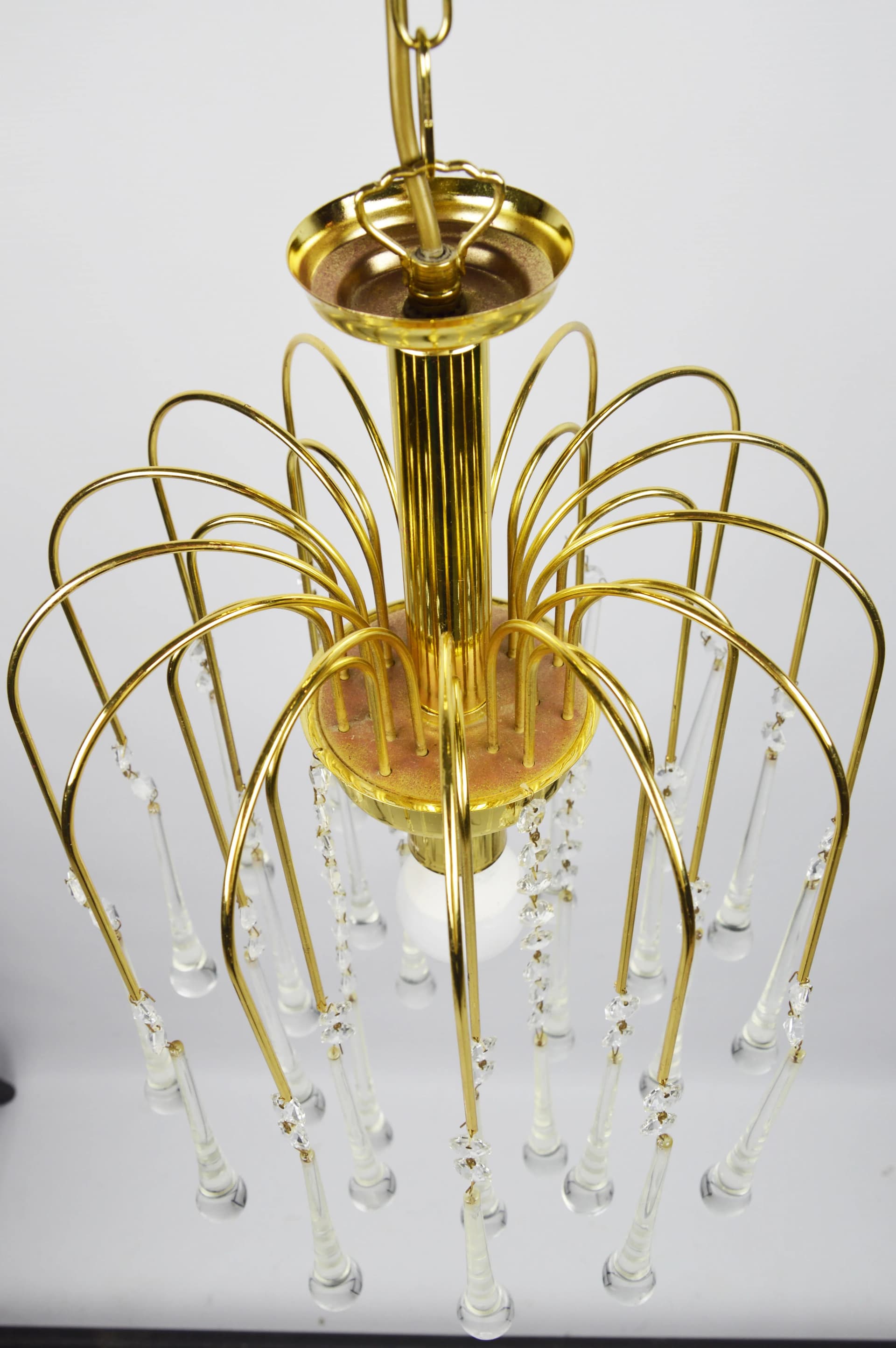 Chandelier, golden, metal glass, by P. Venini, Venini, Italy, 1960s. - 86489