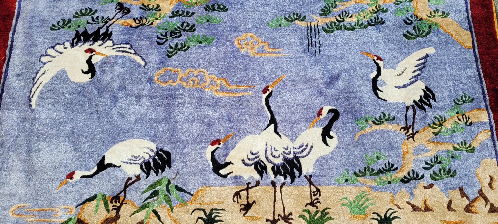 Pictorial rug, multicolor silk, China, 1960s, 120x156 cm - 88830
