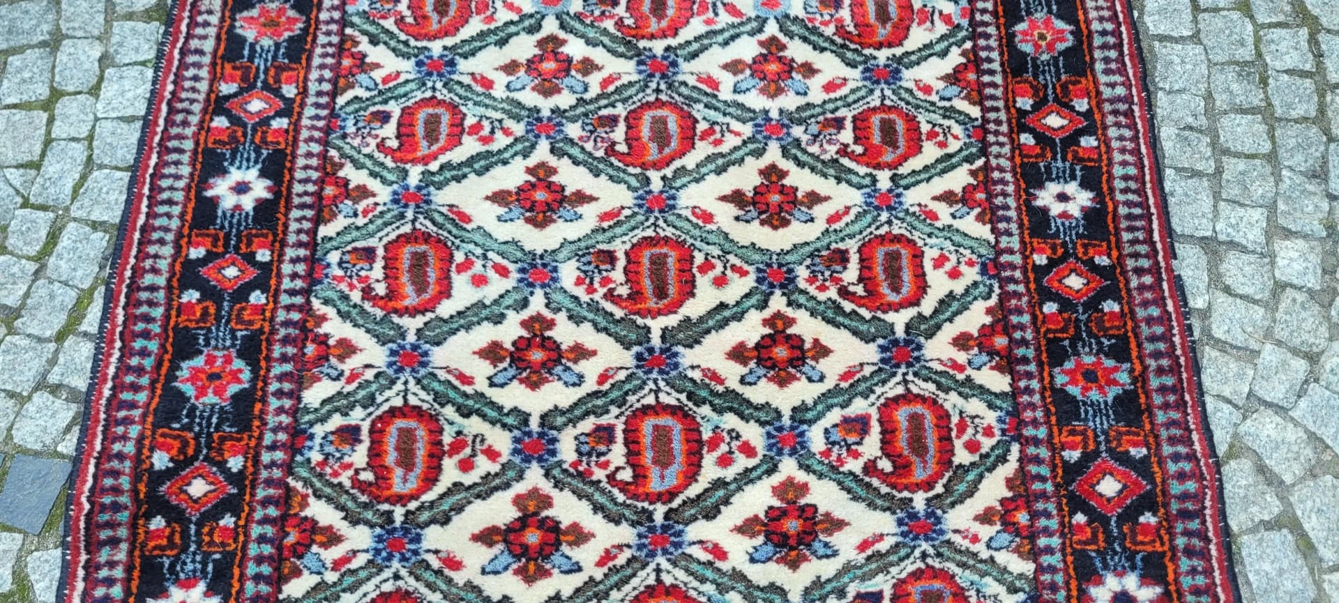 Dywan Hamadan 110x160cm, beżowy, wełna, Iran, lata 60. - 88807