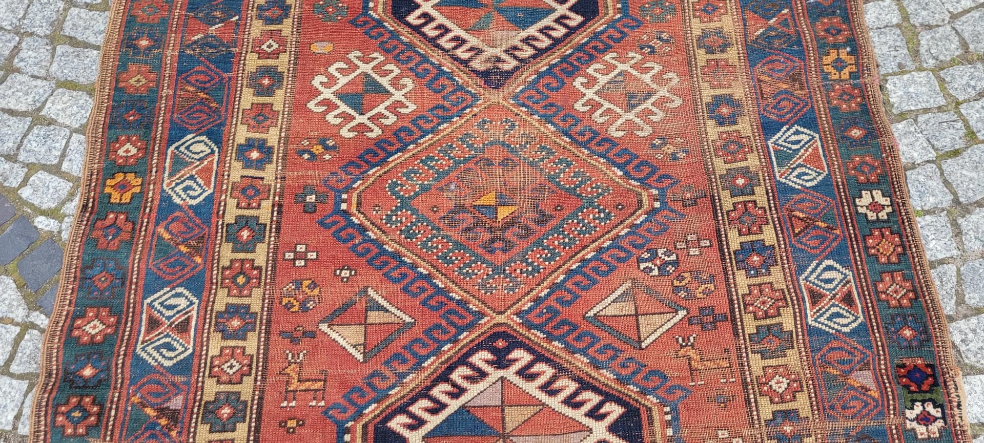 Dywan Kazak, 122x232 cm, czerwony, wełna, Azerbejdżan, XIX w. - 88758