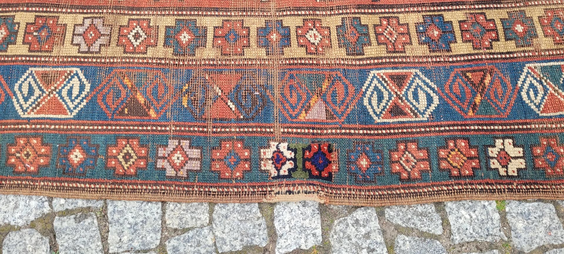 Dywan Kazak, 122x232 cm, czerwony, wełna, Azerbejdżan, XIX w. - 88759