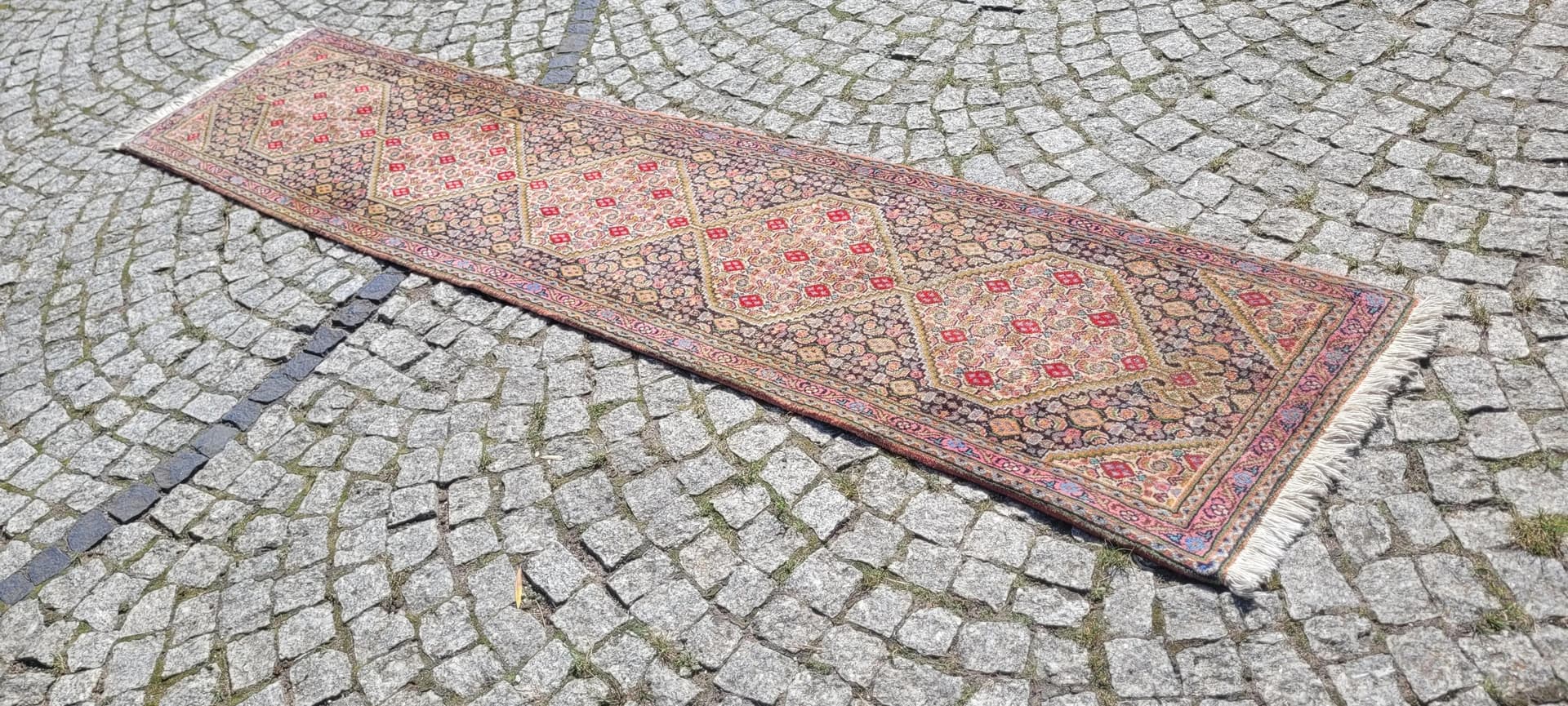 Dywan Senneh, 255x55 cm, beżowy, wełna, Iran, początek XX w. - 88734