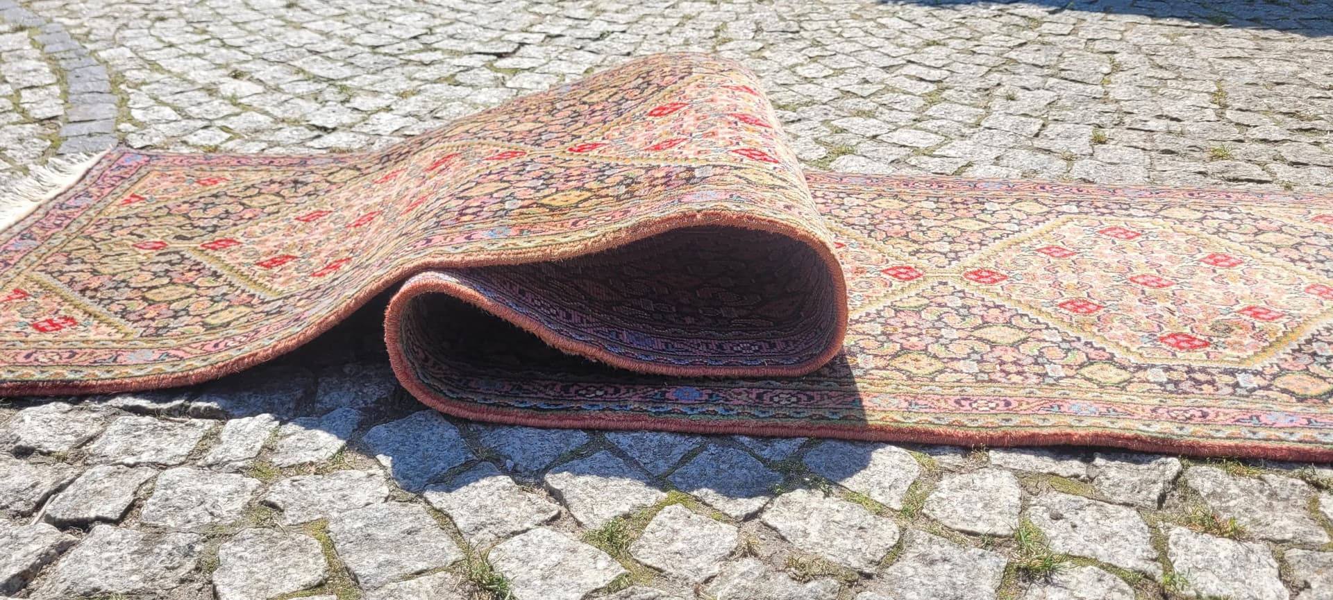 Dywan Senneh, 255x55 cm, beżowy, wełna, Iran, początek XX w. - 88740