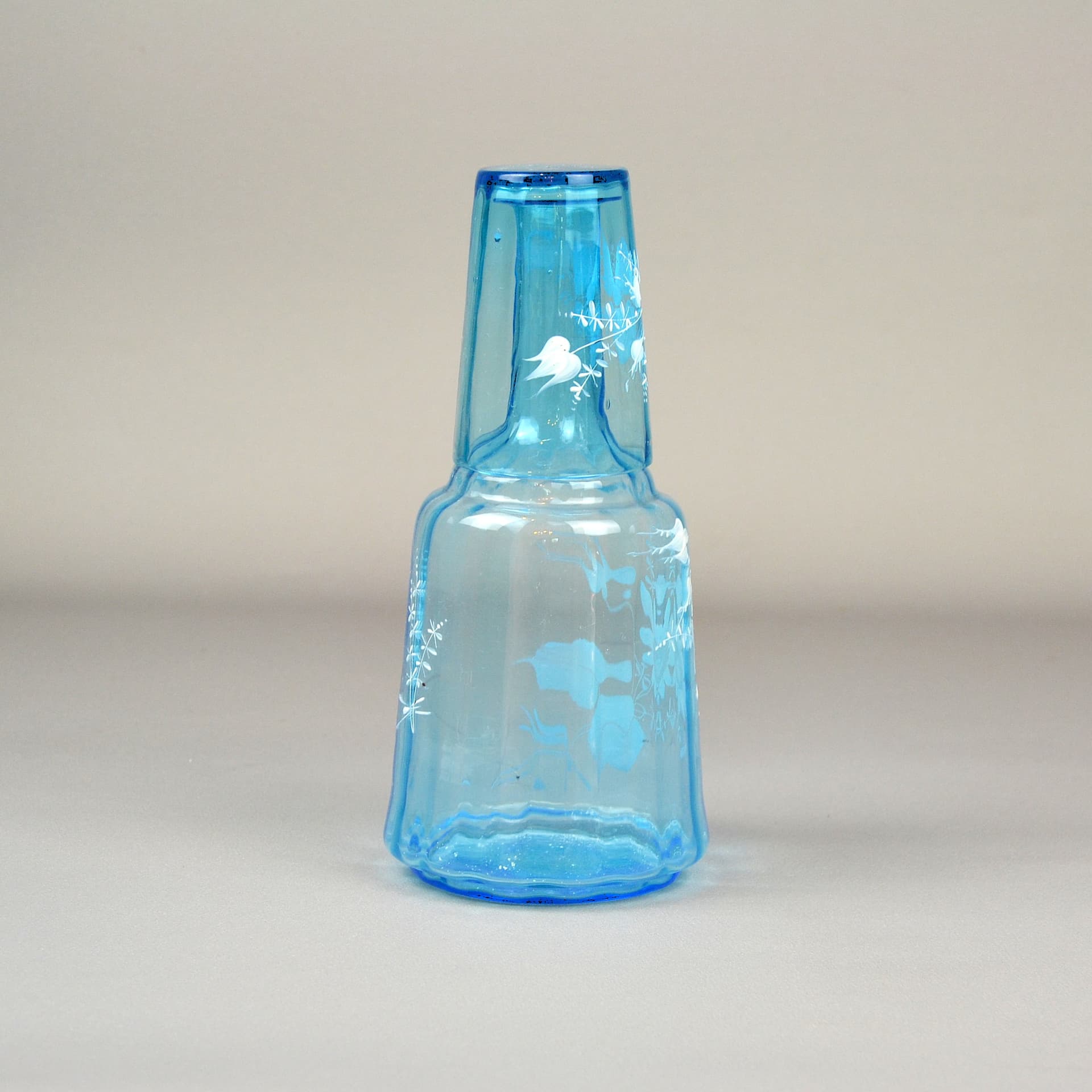 Karafka do wody ze szklanką Mary Gregory, niebieski, szkło, Czechy, XIX w. - 614