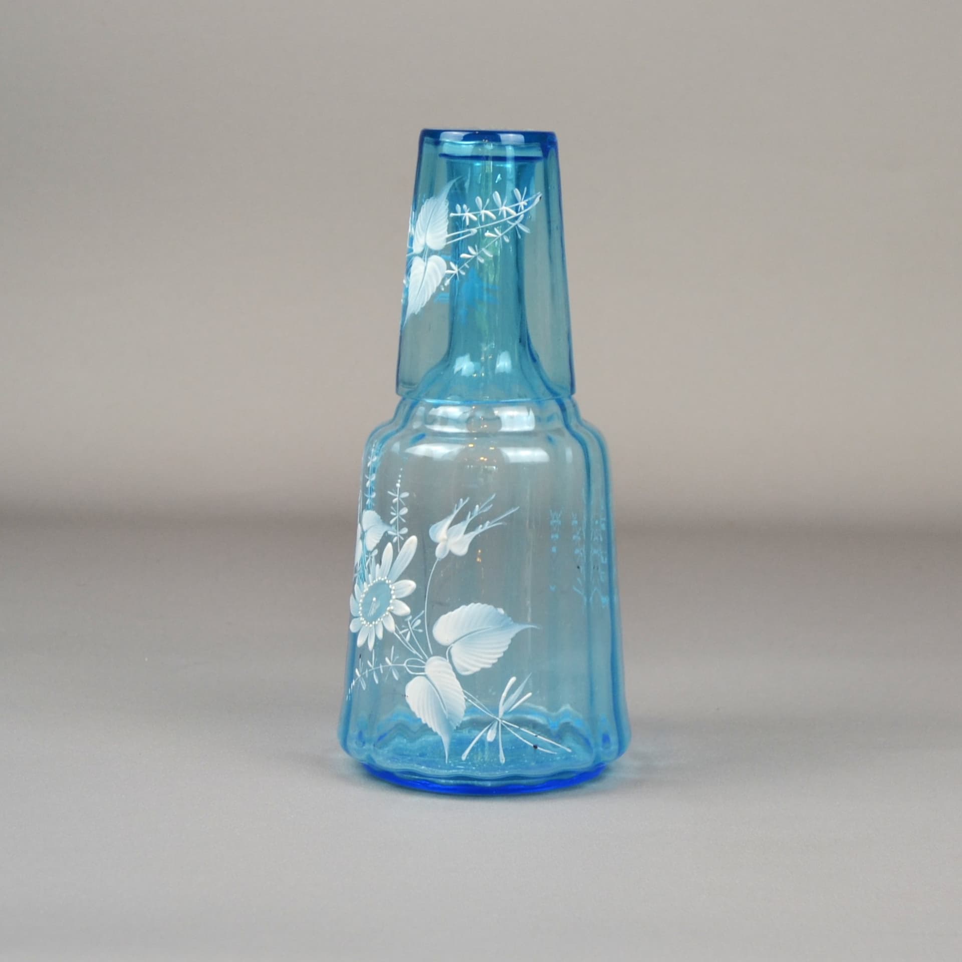 Karafka do wody ze szklanką Mary Gregory, niebieski, szkło, Czechy, XIX w. - 610