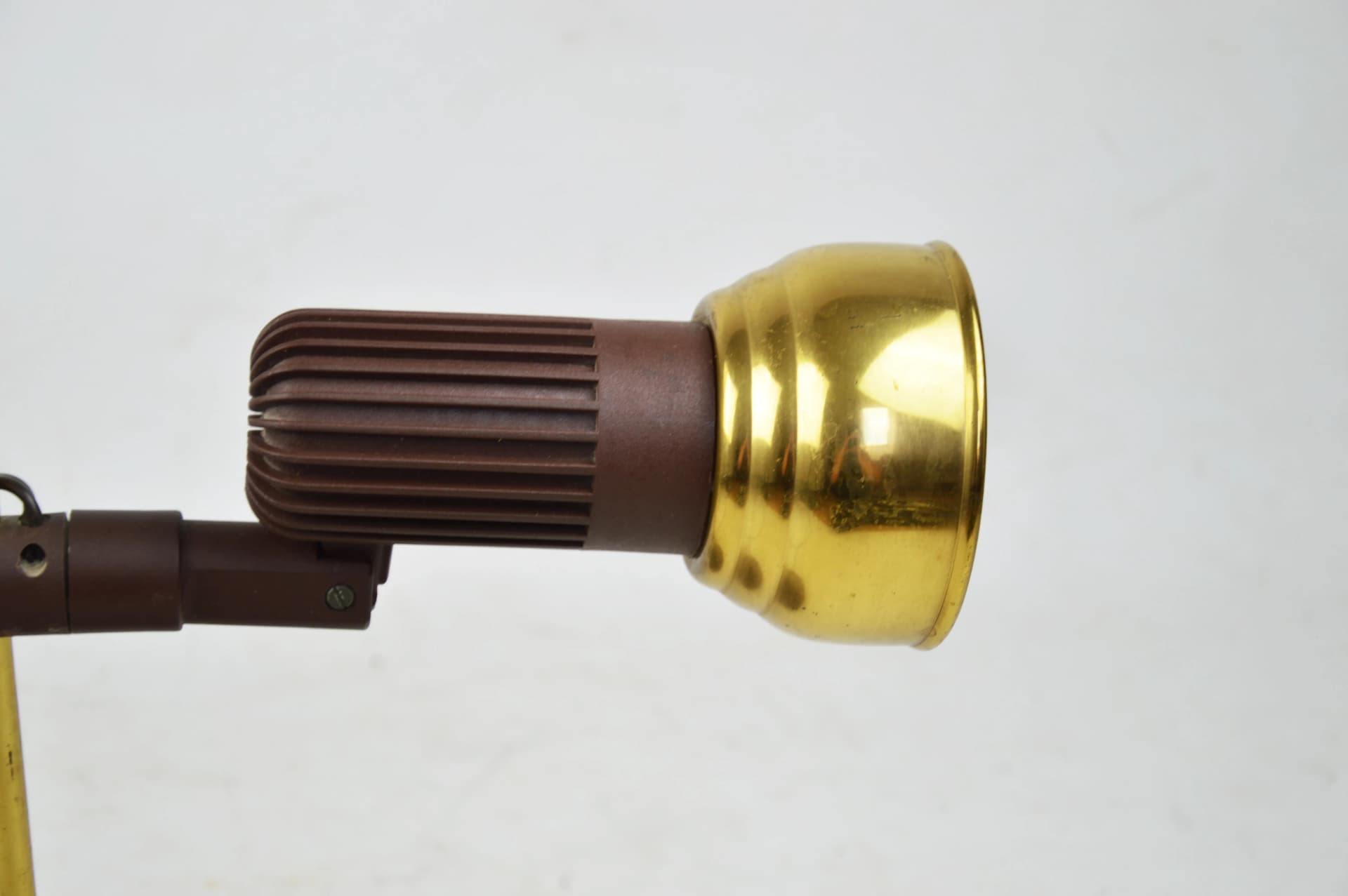 Lampka biurkowa, brązowy złoty, metal, Polska, lata 80. - 86381