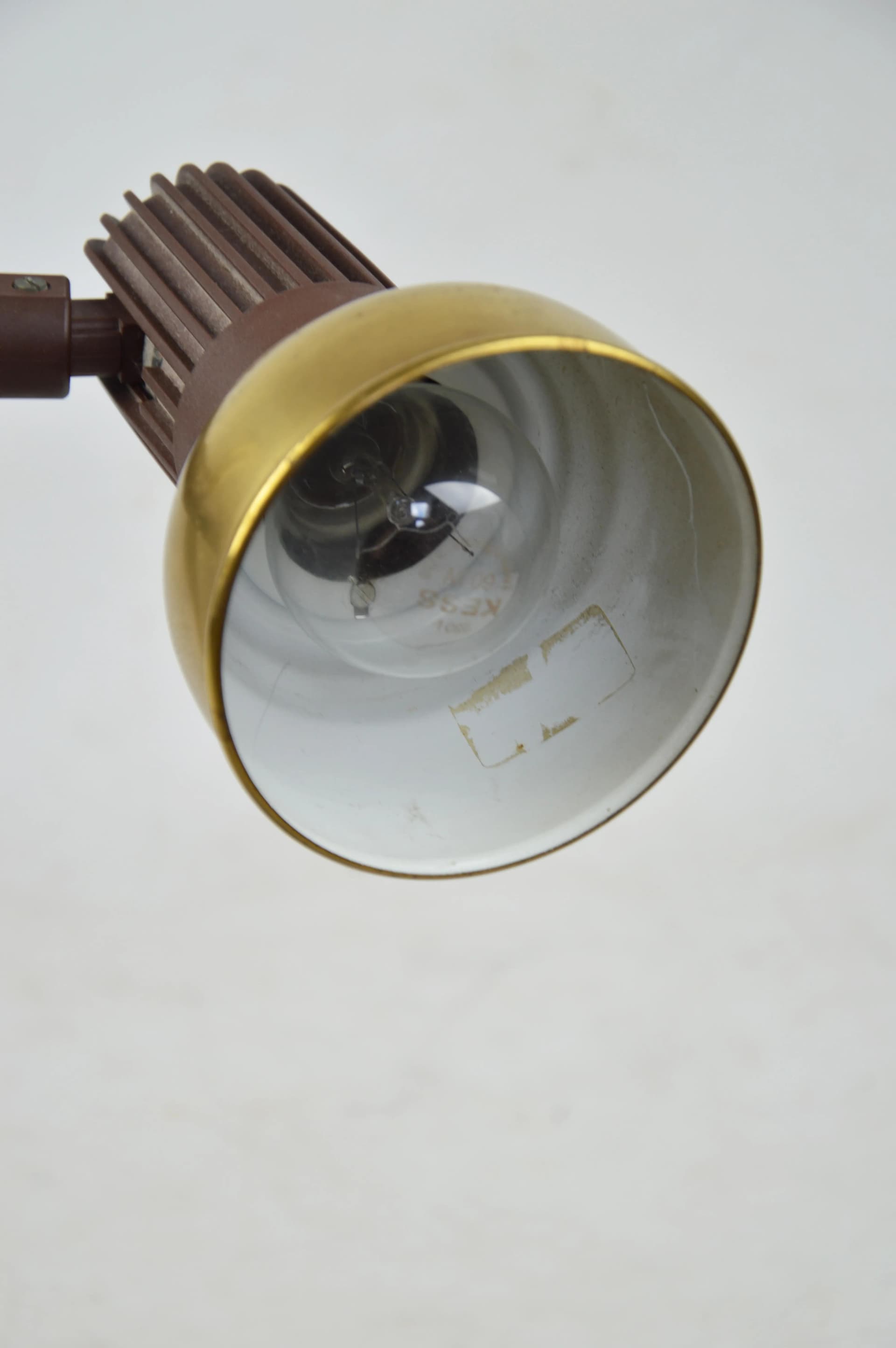 Lampka biurkowa, brązowy złoty, metal, Polska, lata 80. - 86383