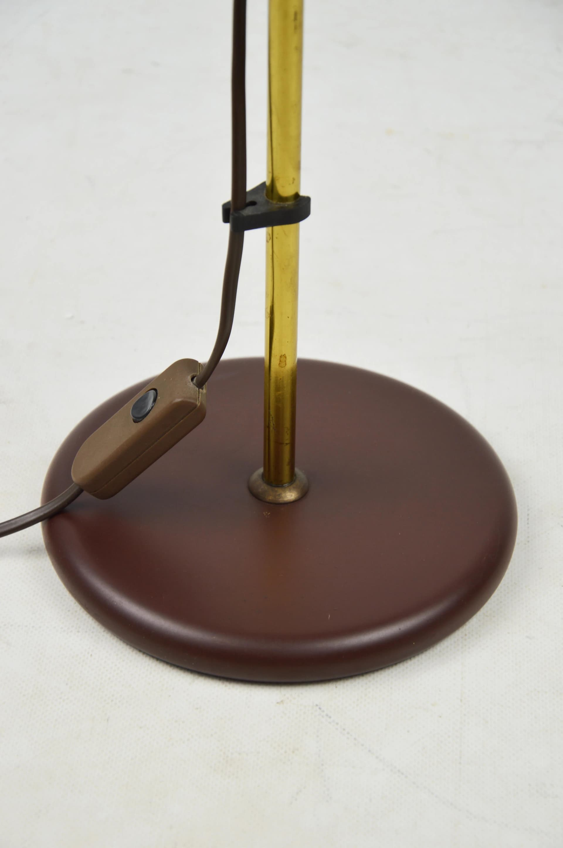 Lampka biurkowa, brązowy złoty, metal, Polska, lata 80. - 86382