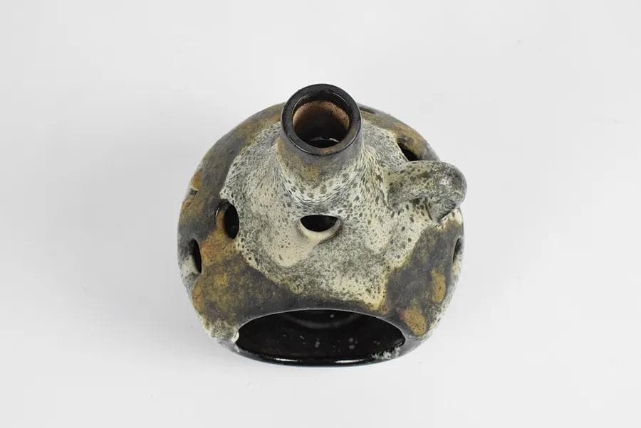 Świecznik Fat Lava, szary, ceramika, Niemcy, lata 70. - 86373