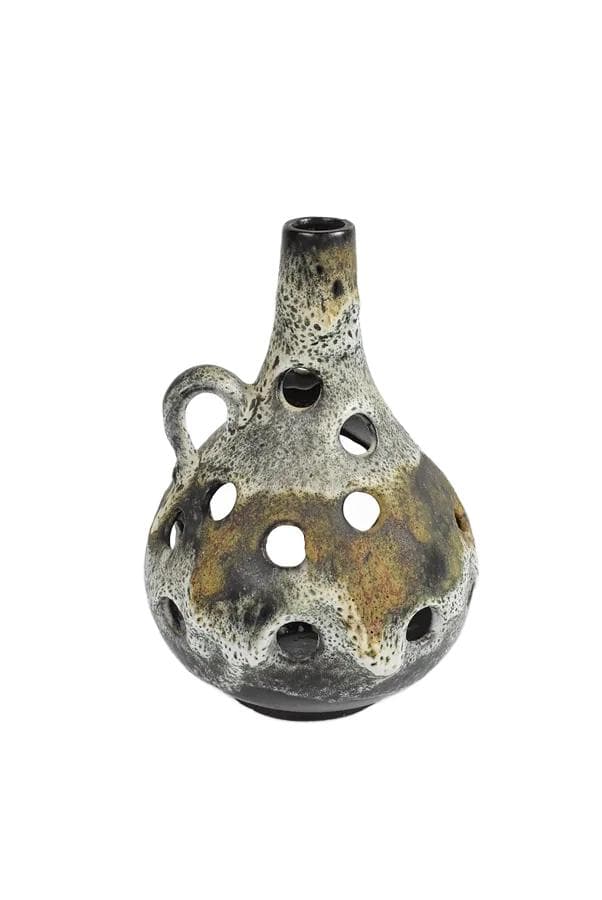 Świecznik Fat Lava, szary, ceramika, Niemcy, lata 70. - WYMIARY