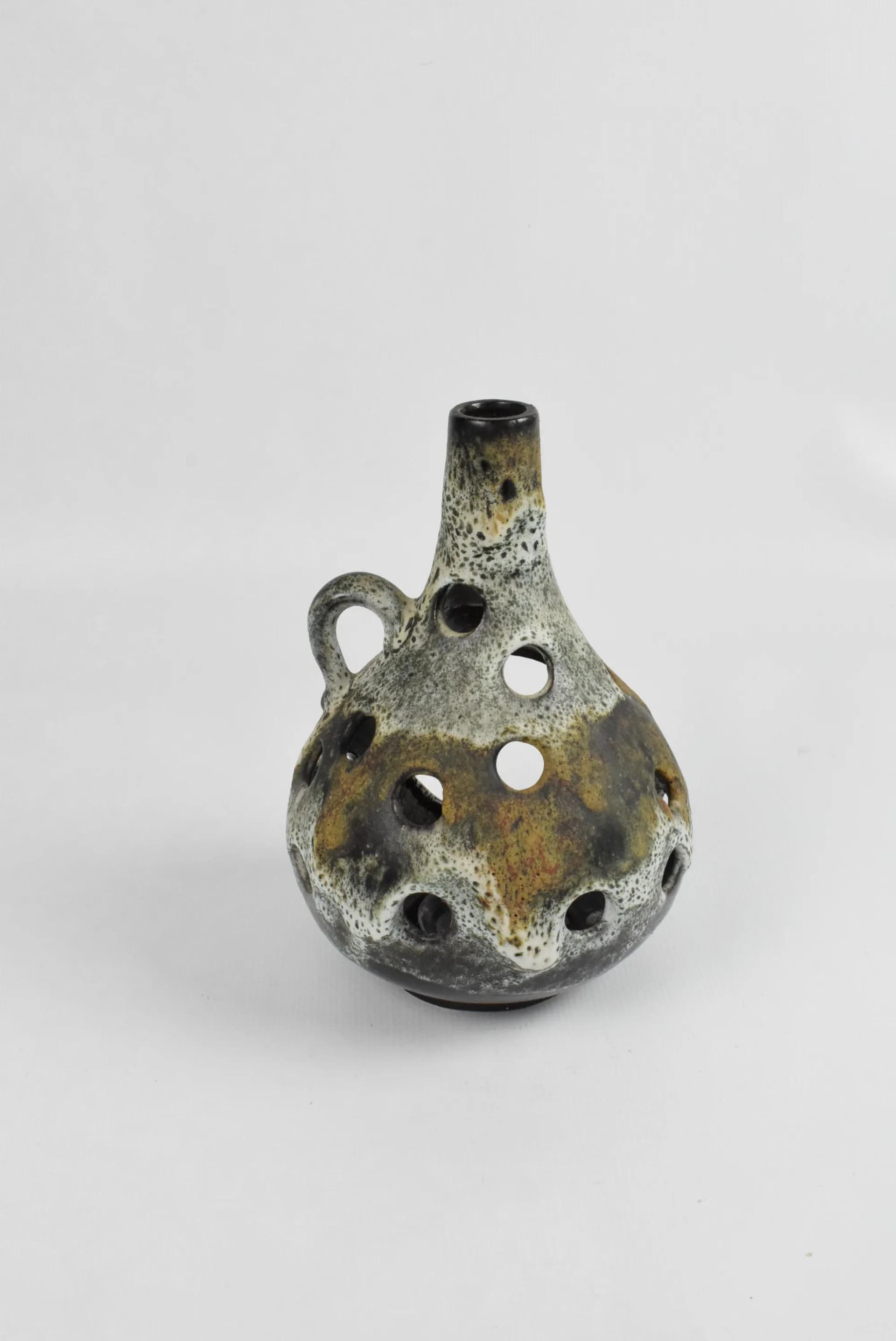 Świecznik Fat Lava, szary, ceramika, Niemcy, lata 70. - 86378