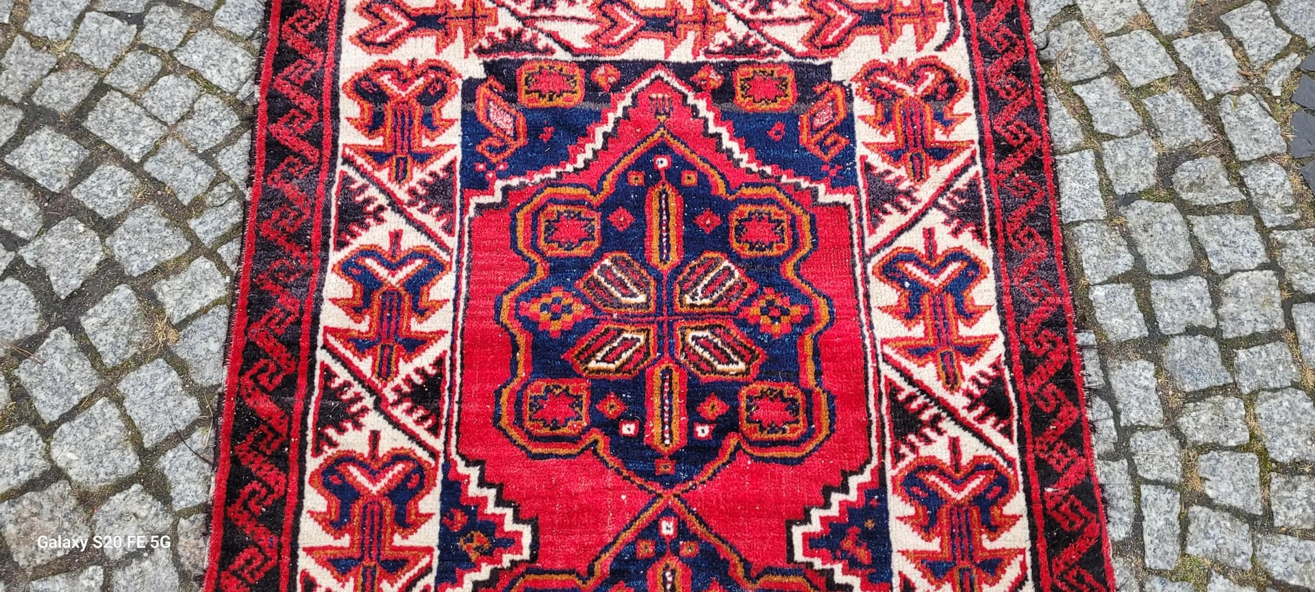 Dywan Kazak, czerwony, wełna, Turcja, lata 60., 85x300 cm - 88730