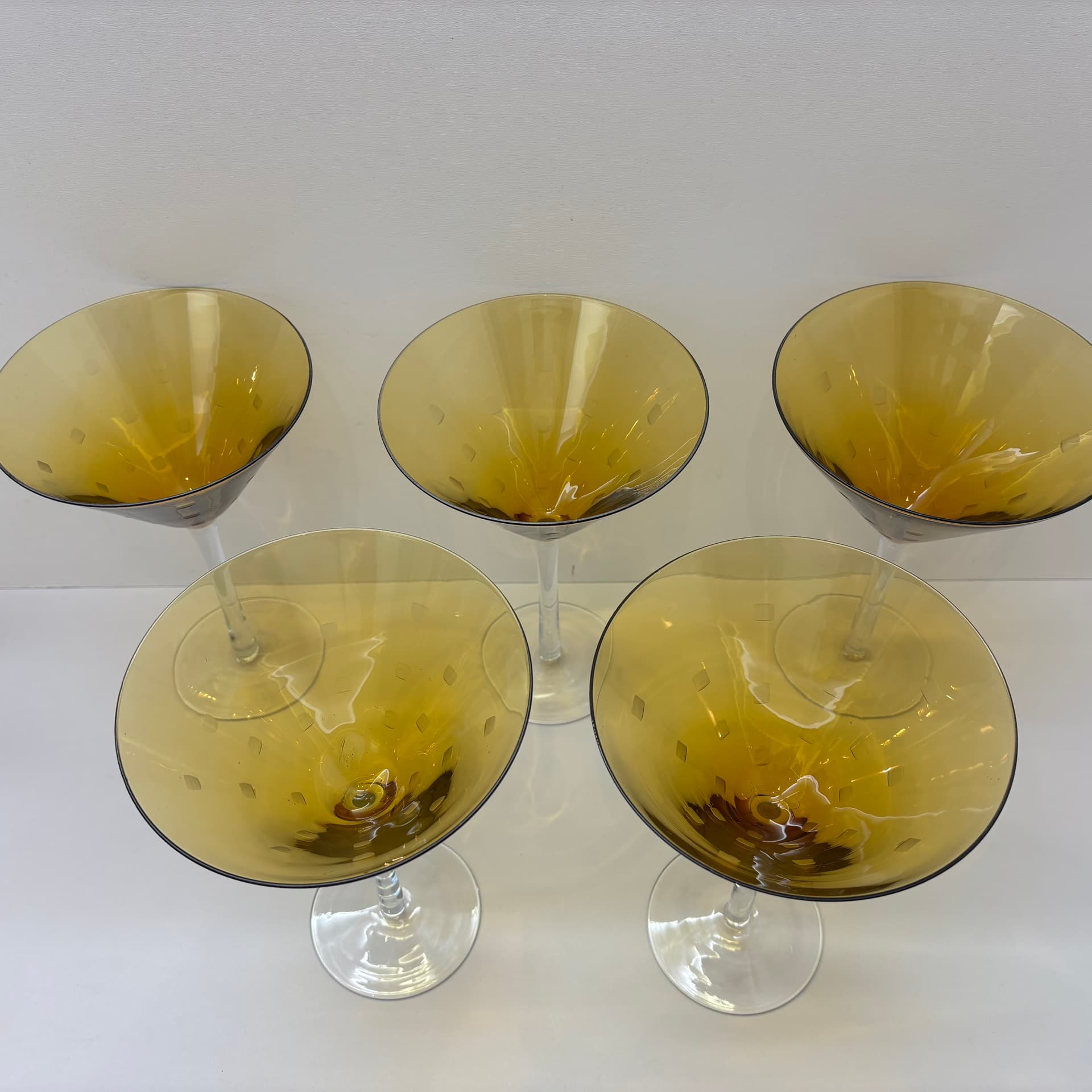 Komplet kieliszków koktajlowych, golden szkło, Niemcy, lata 80. - 83369