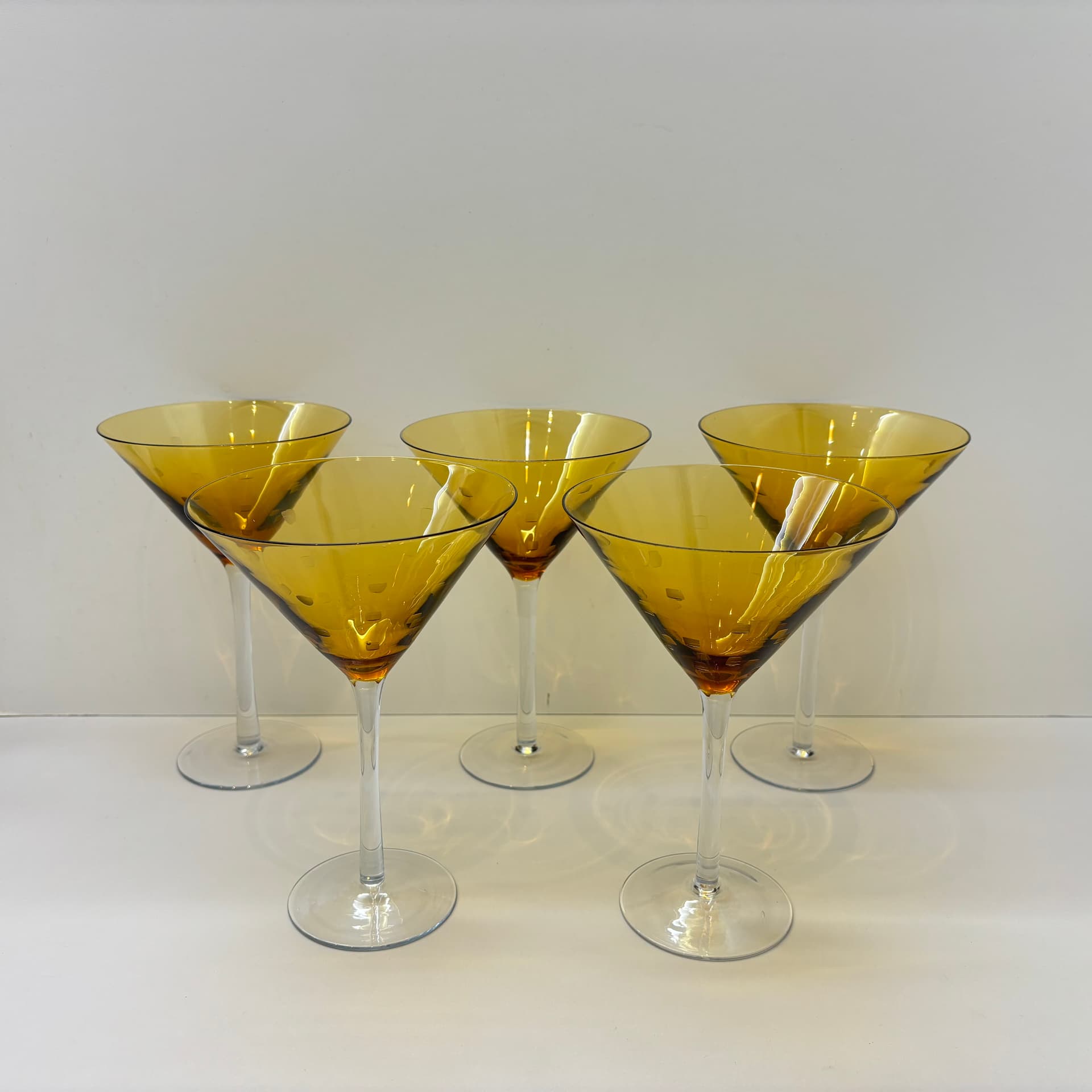 Komplet kieliszków koktajlowych, golden szkło, Niemcy, lata 80. - 83368