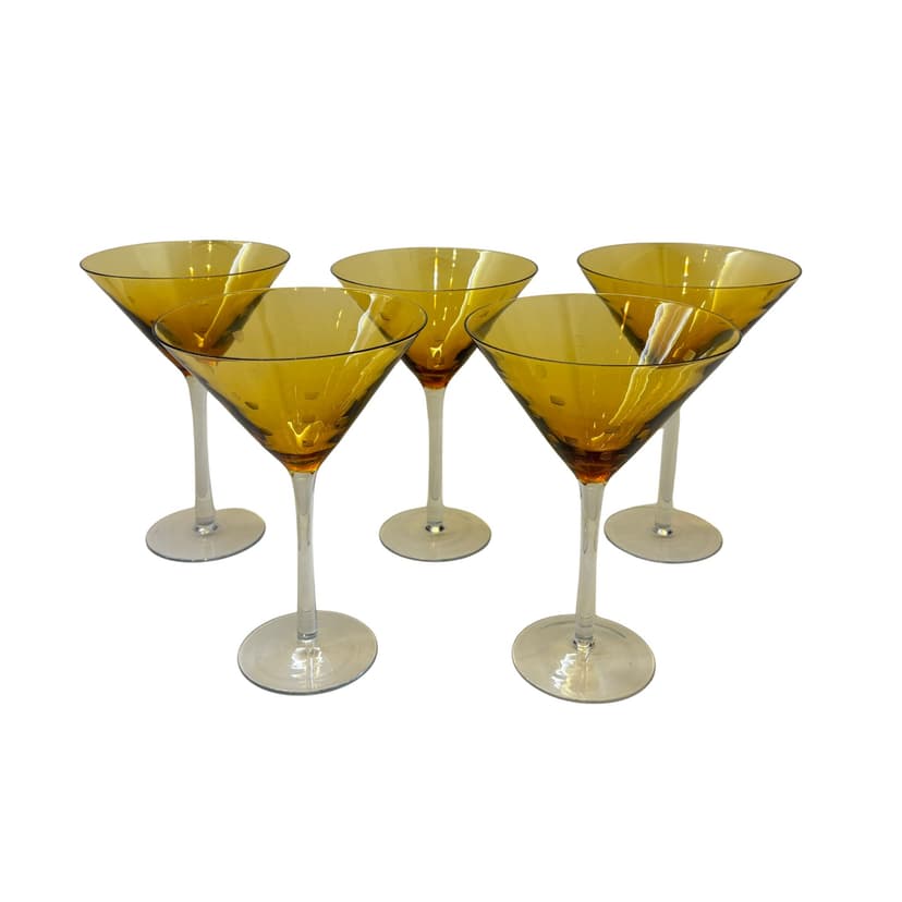 Komplet kieliszków koktajlowych, golden szkło, Niemcy, lata 80.