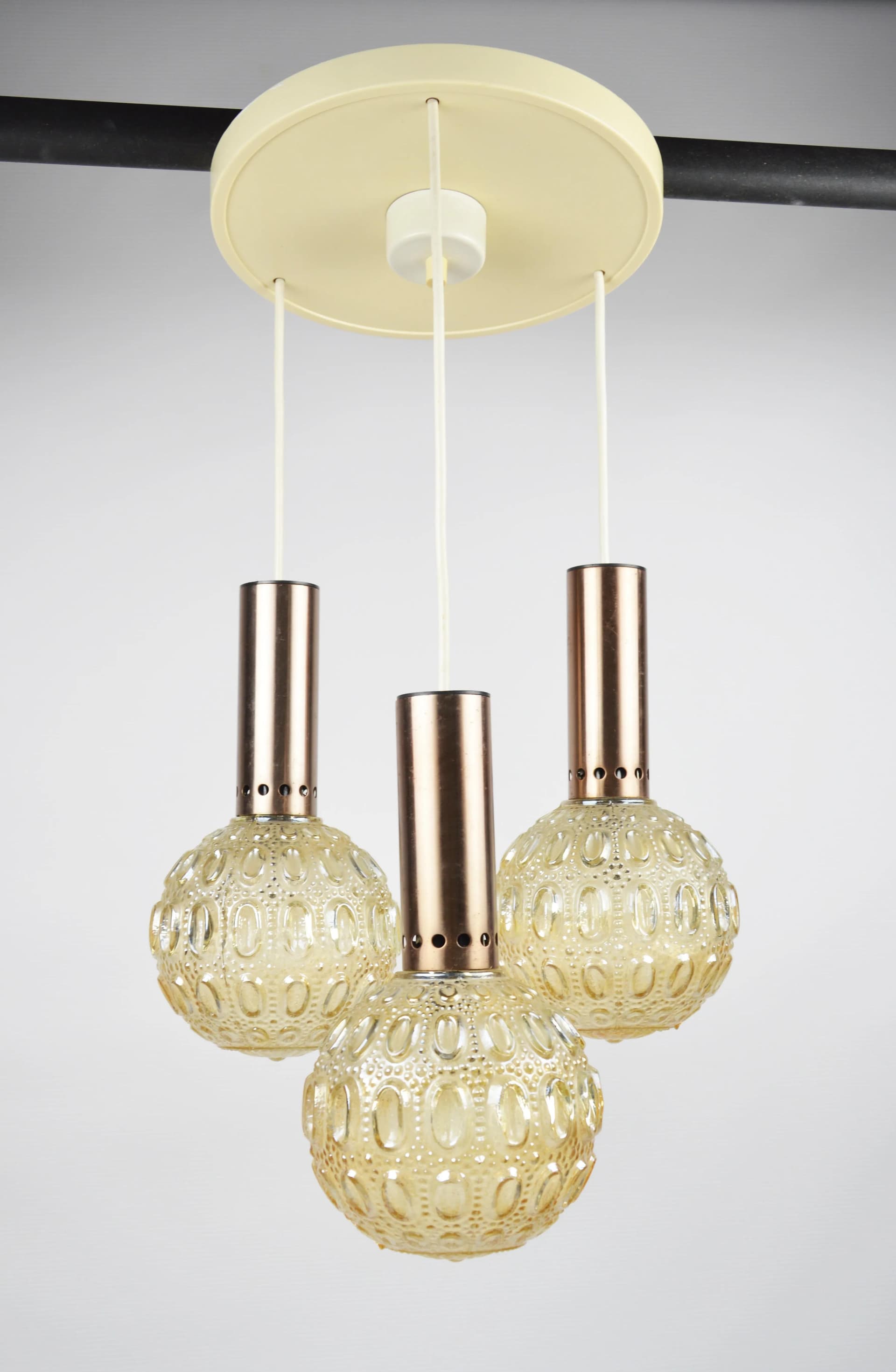 Cascade pendant lamp, orange glass, Poland, 1970s. - 86314