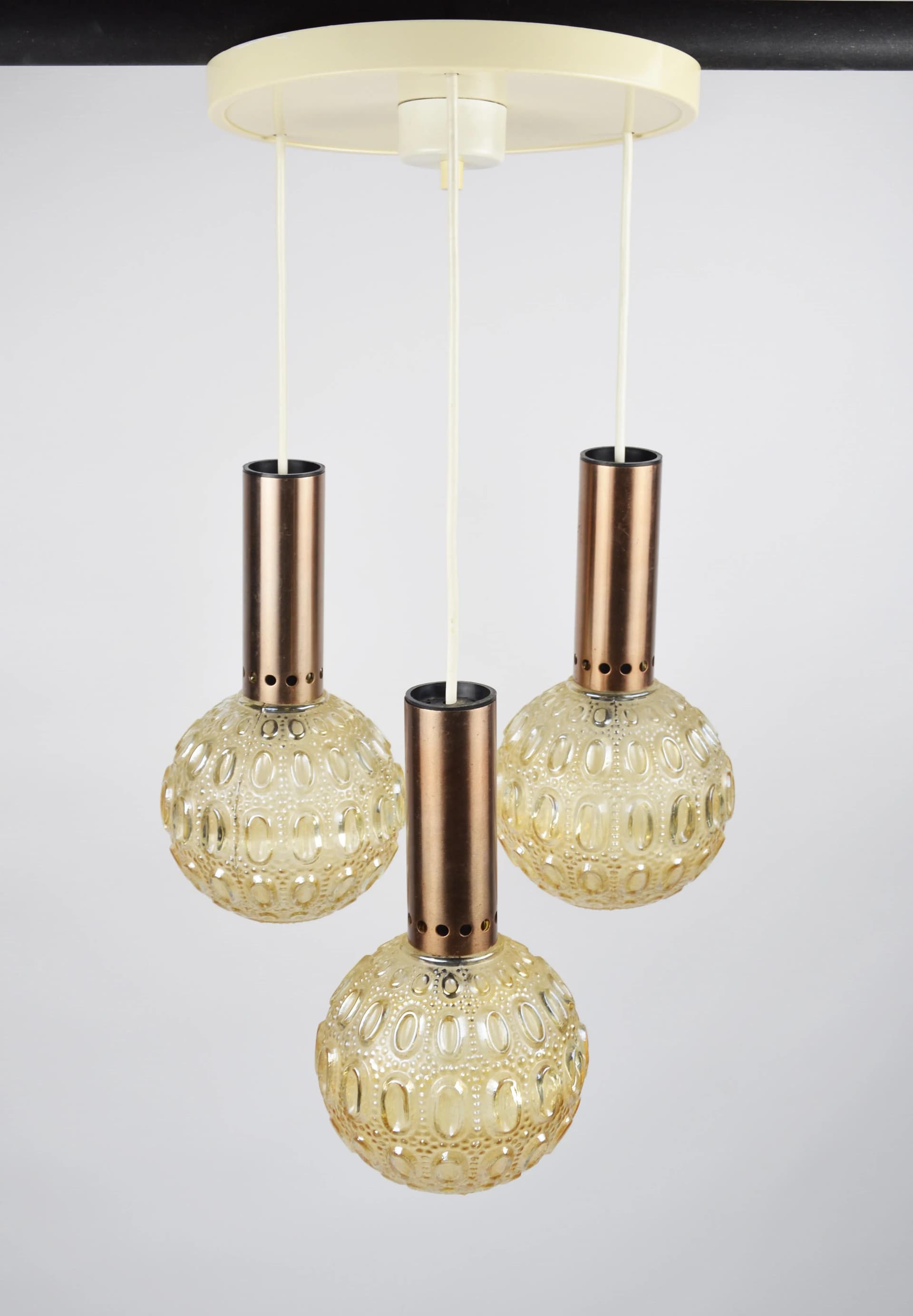 Cascade pendant lamp, orange glass, Poland, 1970s. - 86307