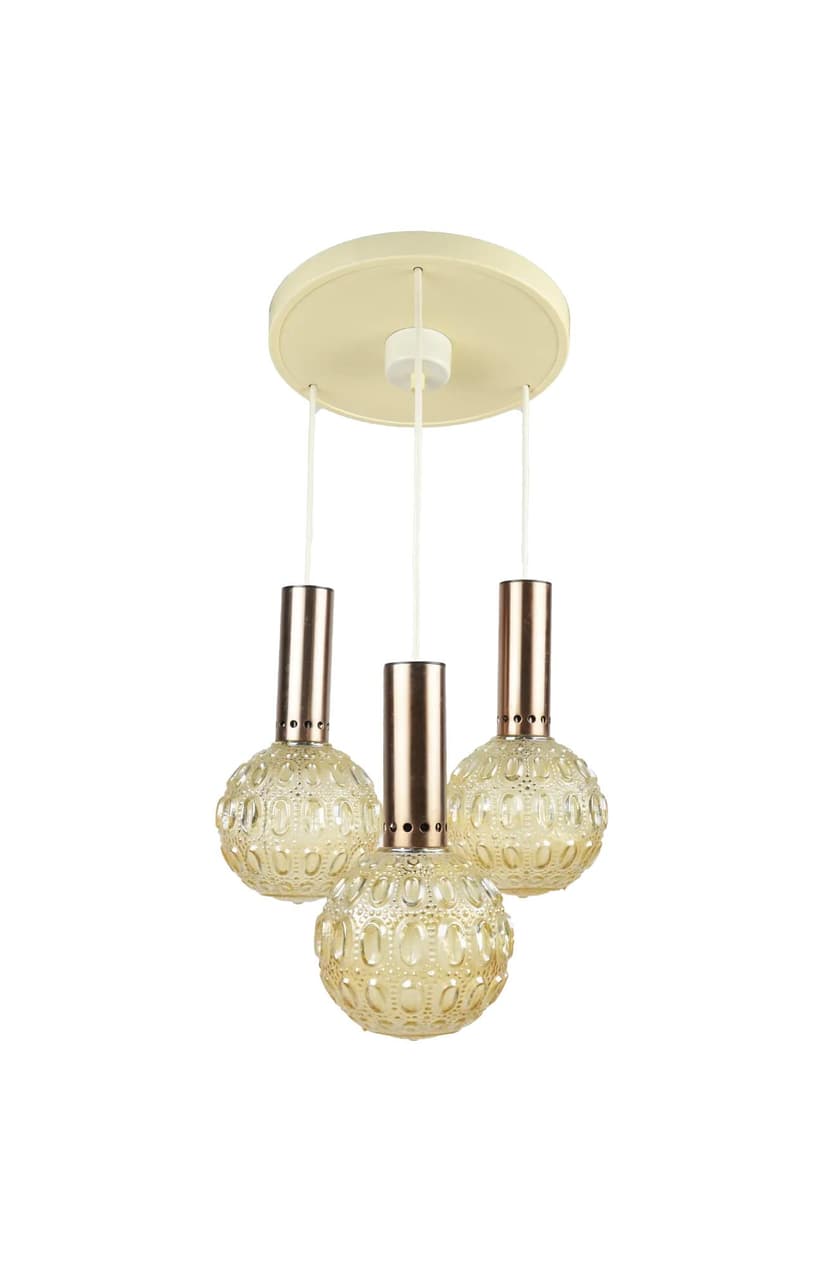 Cascade pendant lamp, orange glass, Poland, 1970s.