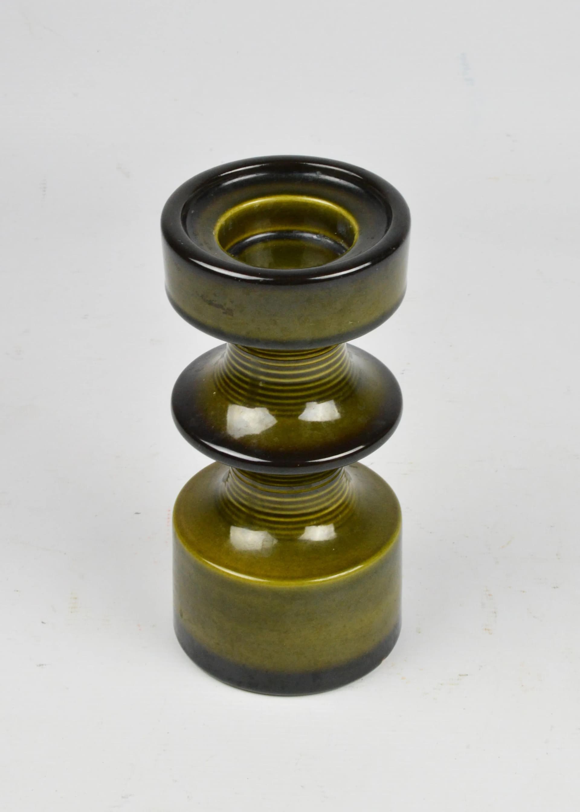 Świecznik, zielony, porcelana, Polska, lata 70. - 86305