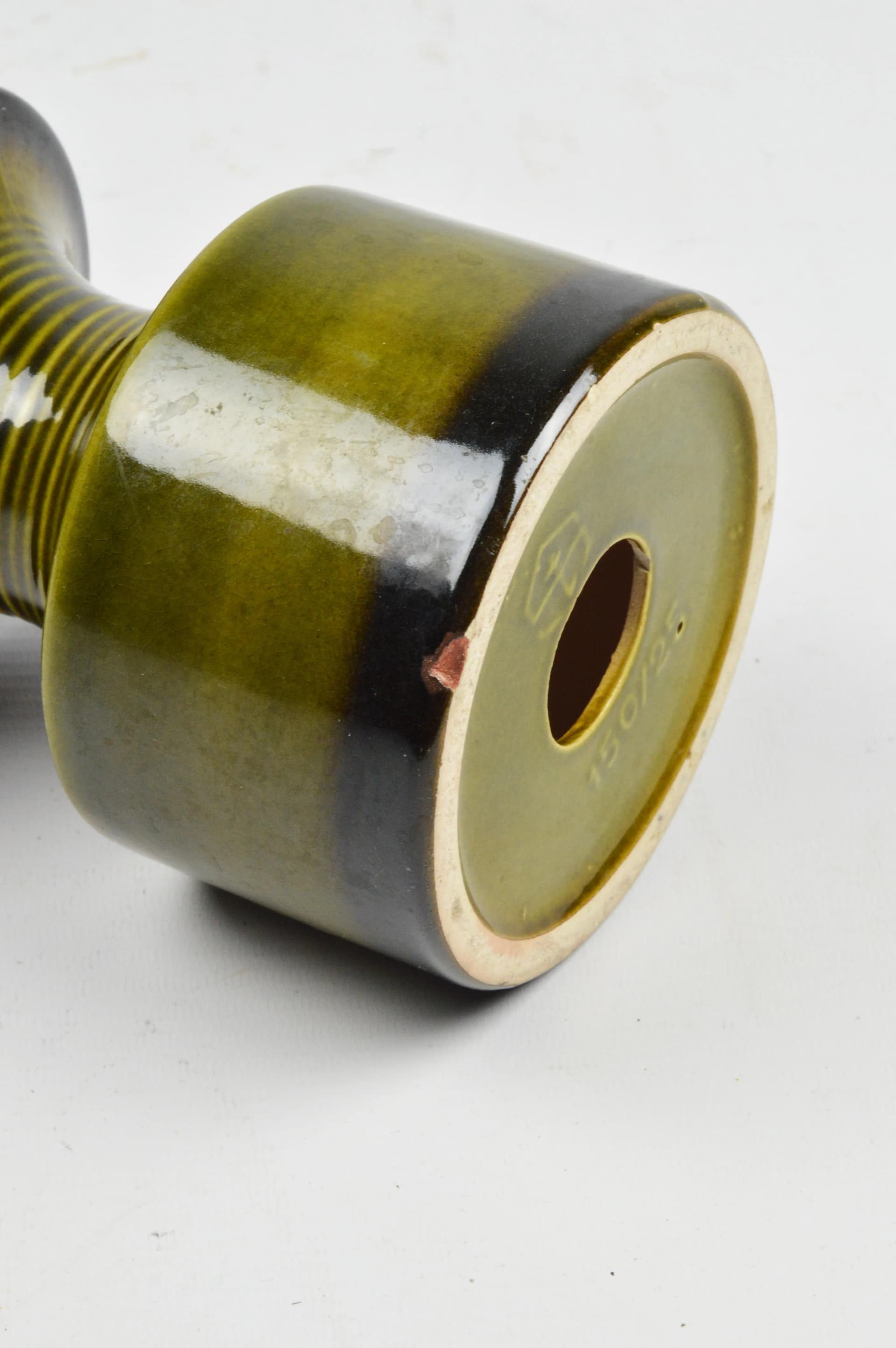 Świecznik, zielony, porcelana, Polska, lata 70. - 86304