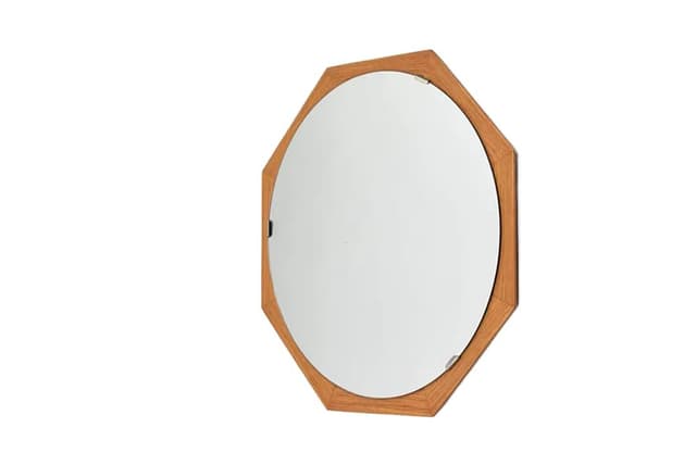 Wall mirror, brown teak wood, Sweden, 1960s. - DIMENSION