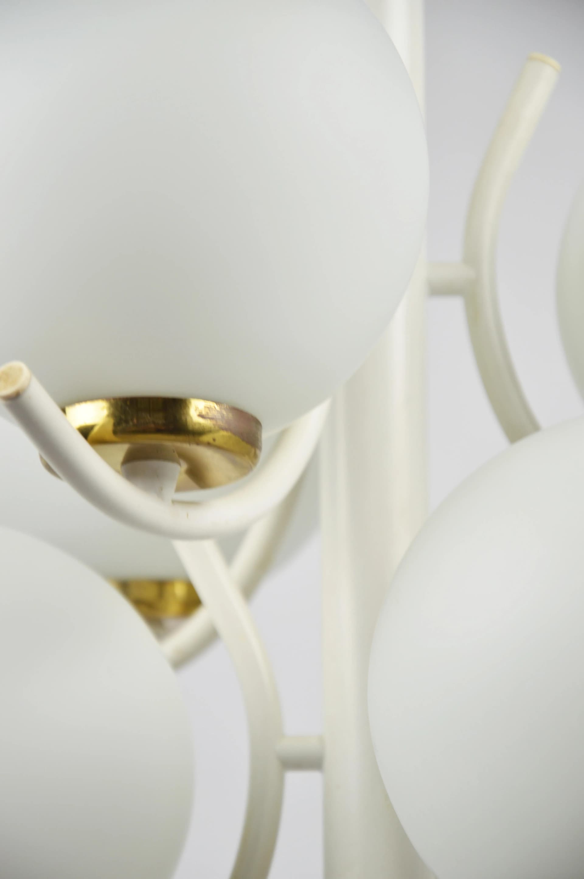 Chandelier Cluster, ivory white glass, Poland, 1970s. - 86281