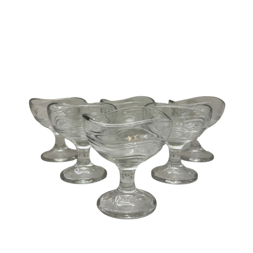 Set of dessert cups, transparent glass, Italy, 1980s.