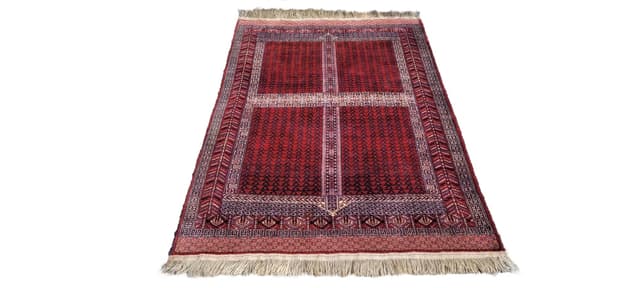 Dywan nomadyczny Tekke 120x200 cm, czerwony, wełna, Turkmenistan, pocz. XX w. - WYMIARY