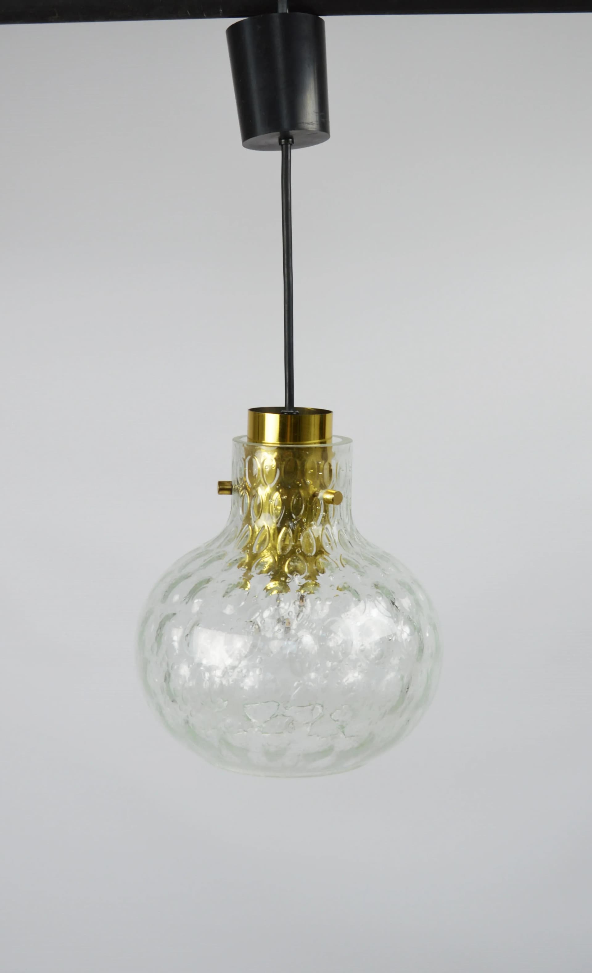 Pendant lamp, transparent glass, Poland, 1970s. - 86257