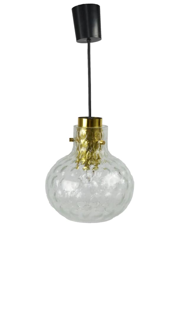 Pendant lamp, transparent glass, Poland, 1970s. - DIMENSION