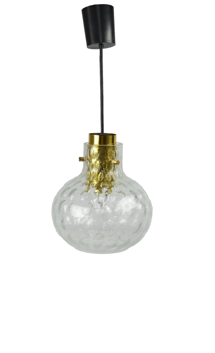 Pendant lamp, transparent glass, Poland, 1970s.