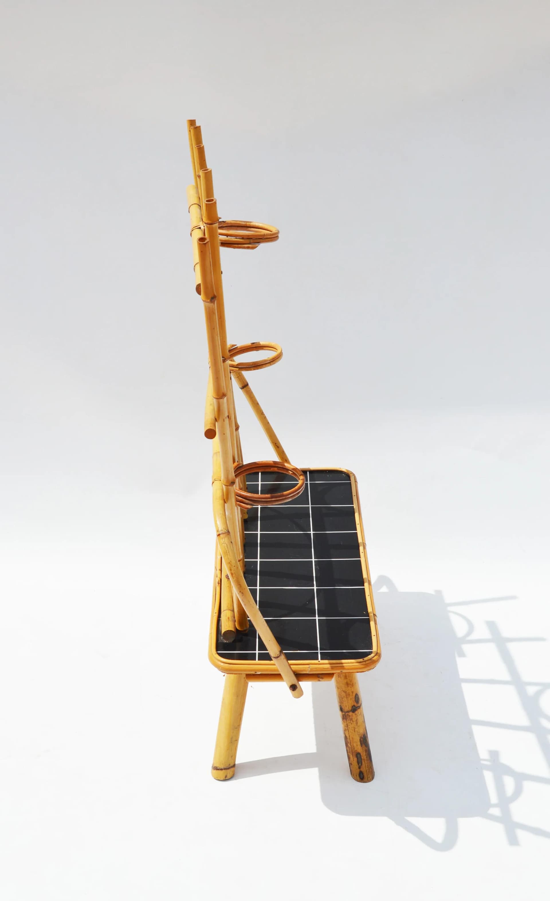 Plant stand, light brown bamboo, Poland, 1970s. - 86243