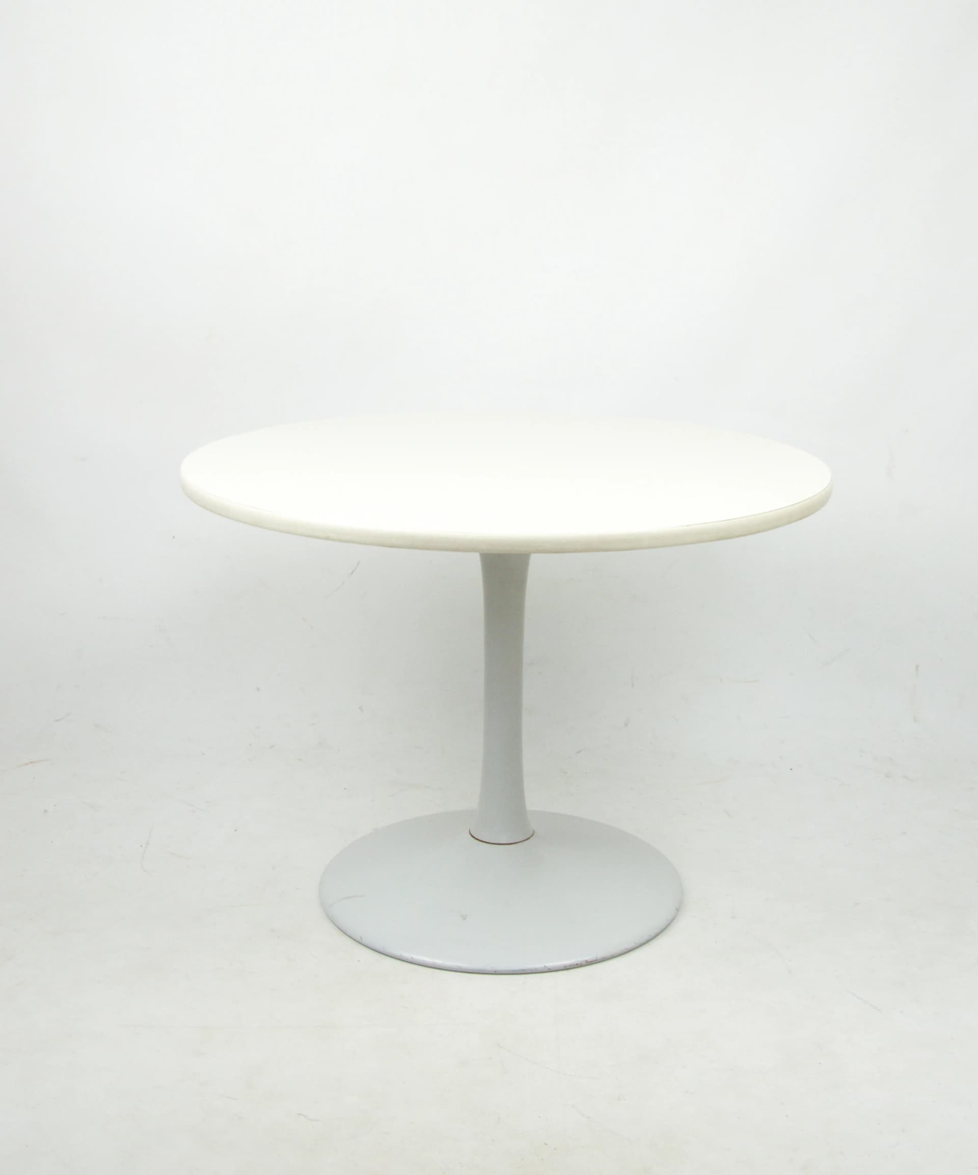 Side Table Space Age, white wood, white metal, Poland, 1970s. - 86234