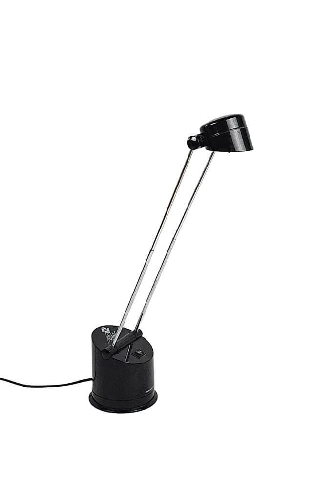 Lampka biurkowa, czarna, metal, plastik, Polska, lata 90.