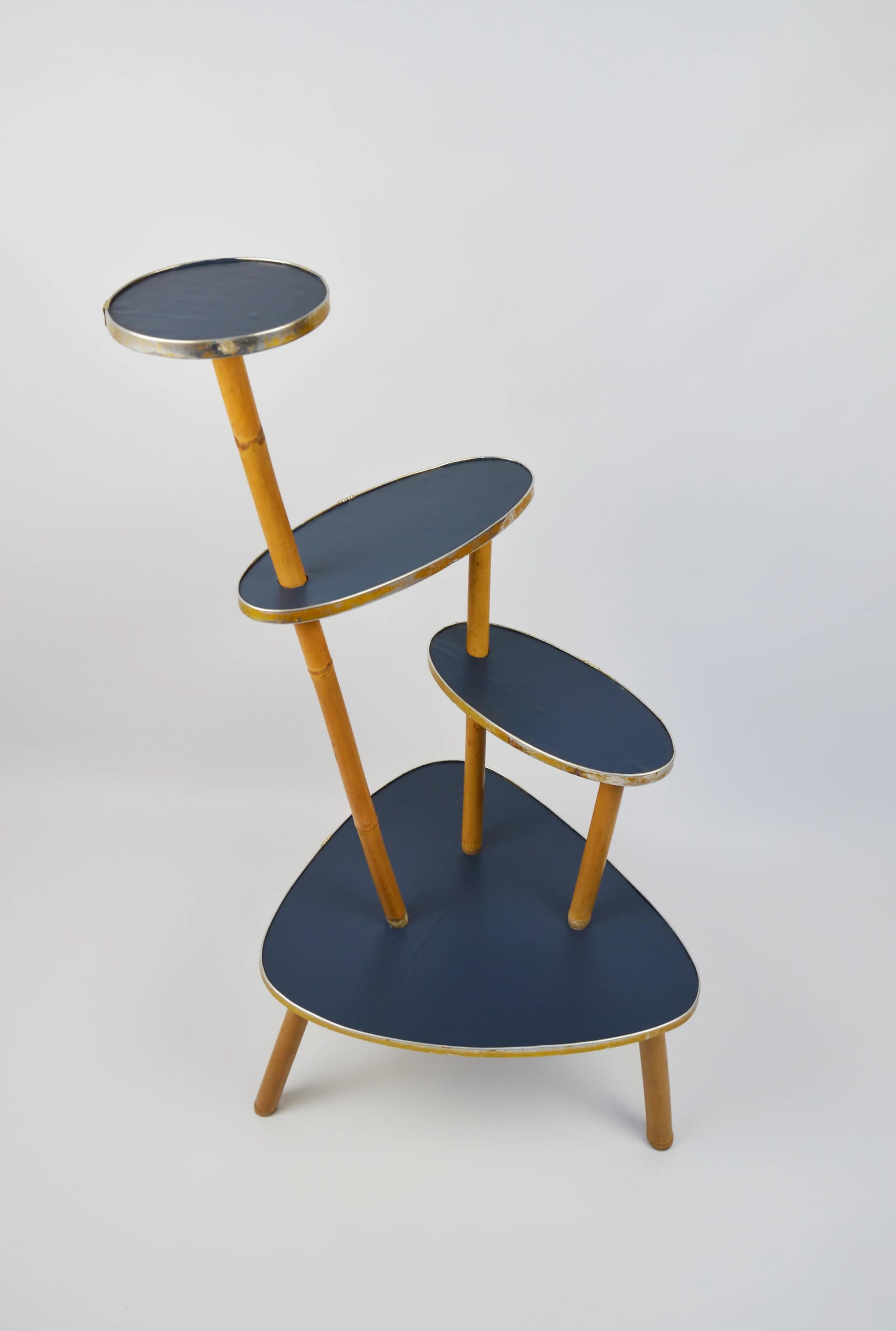 Kwietnik, navy blue, bambus, Polska, lata 70. - 86202