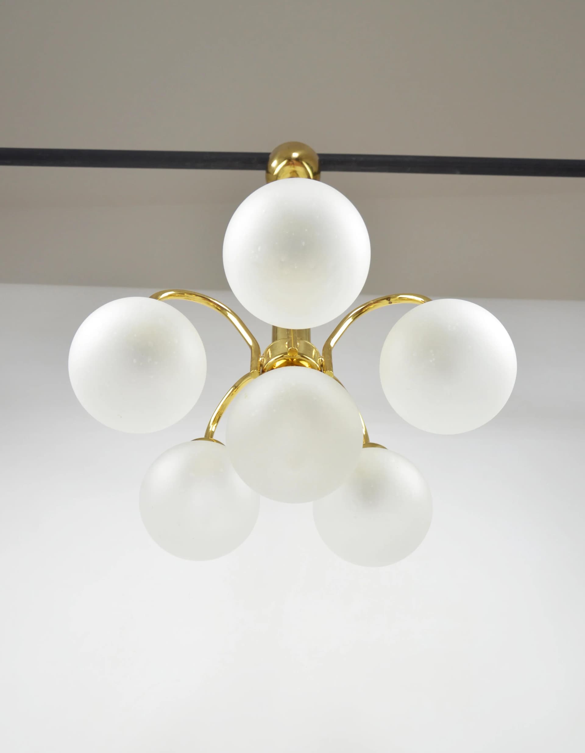 Chandelier, golden brass, Poland, 1970s - 86187