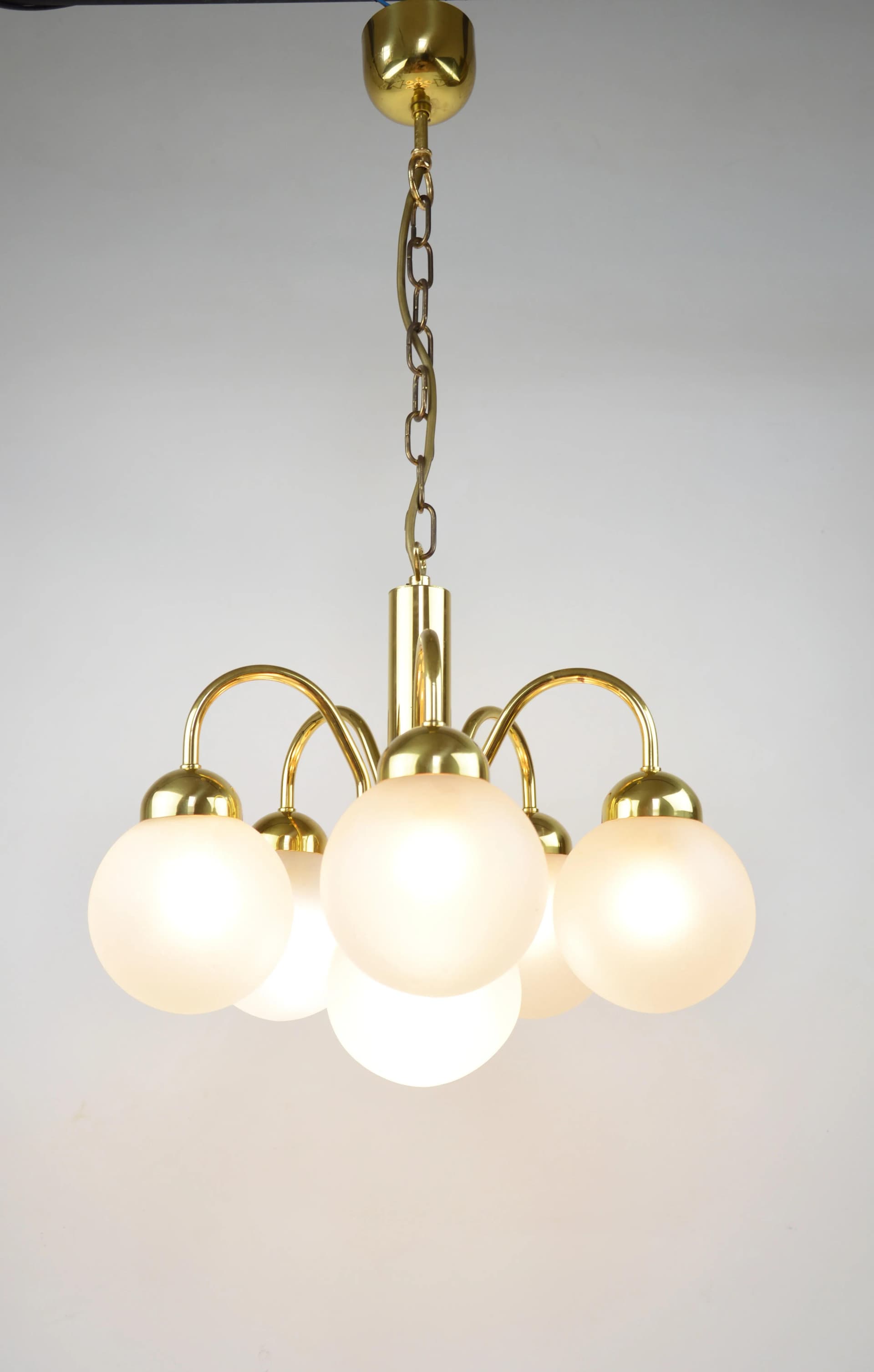 Chandelier, golden brass, Poland, 1970s - 86186