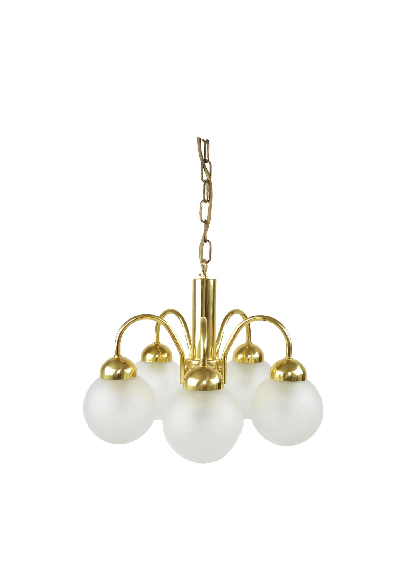 Chandelier, golden brass, Poland, 1970s
